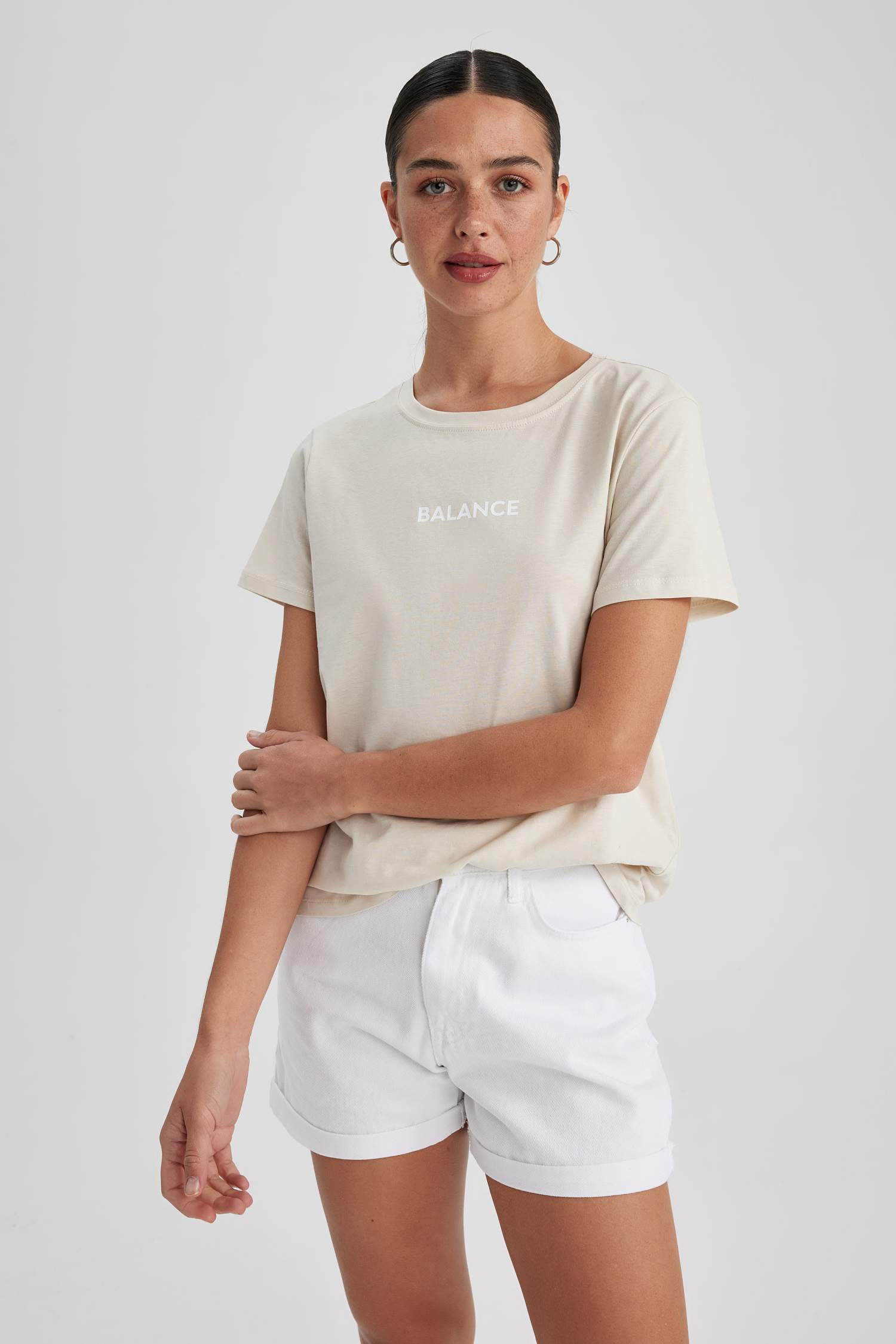 Regular Fit Crew Neck Slogan Short Sleeve T-Shirt