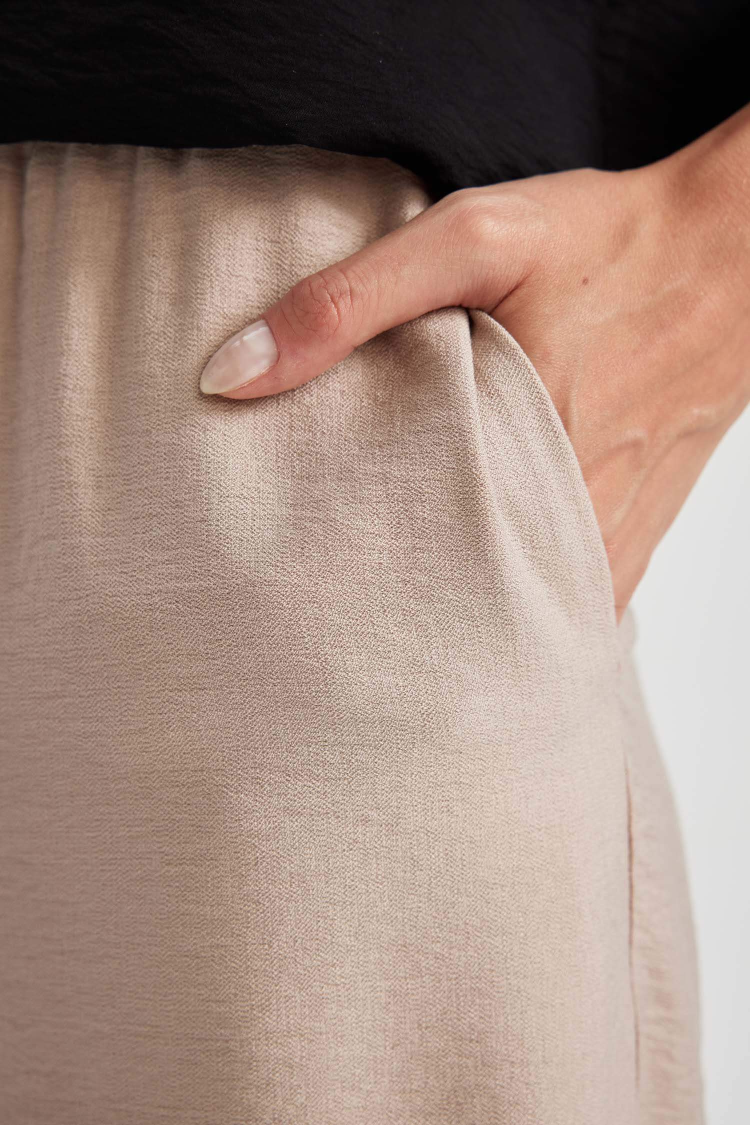 Linen Look High Waist Wide Leg Capri