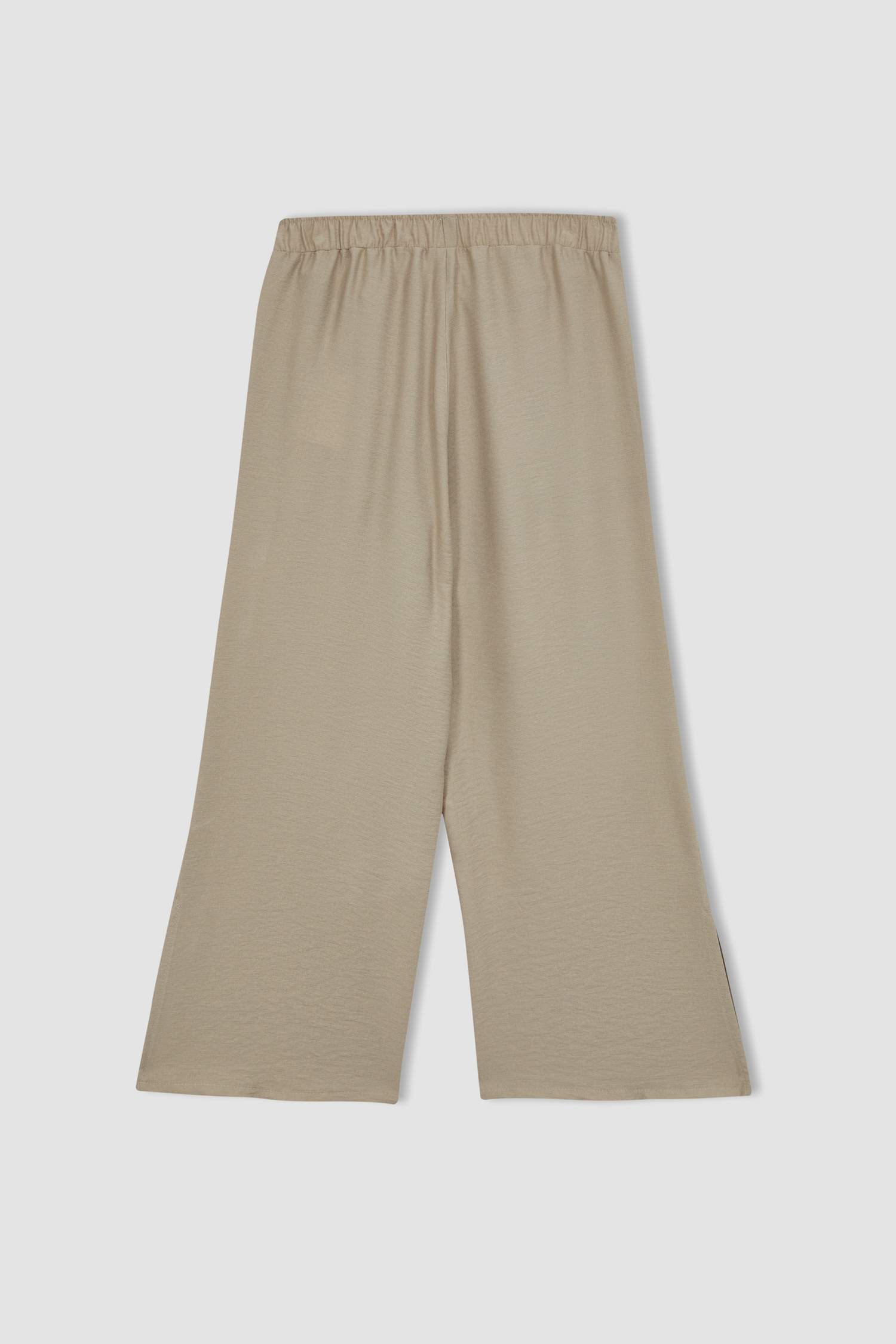 Linen Look High Waist Wide Leg Capri
