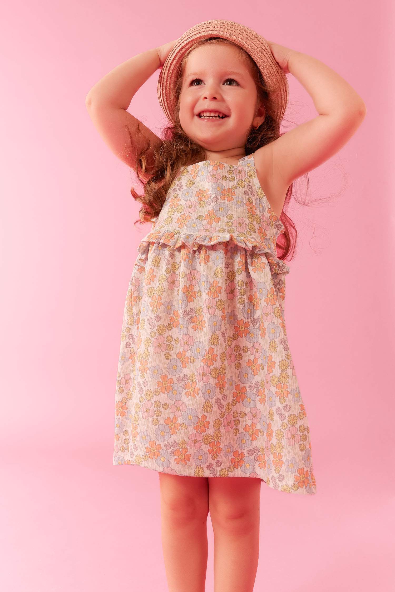 Kız Bebek Çiçekli Askılı Elbise