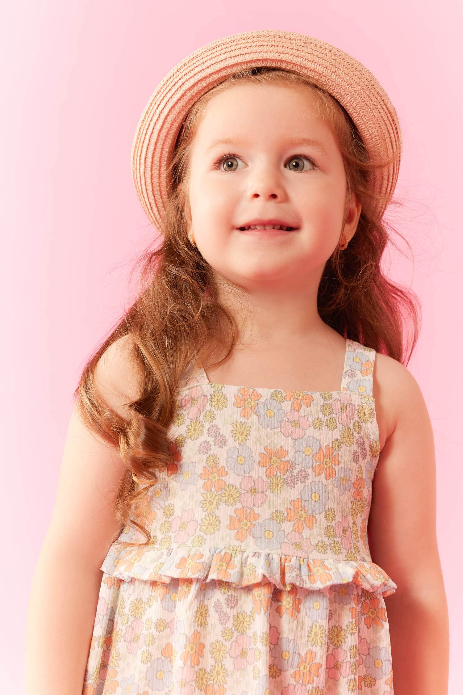 Kız Bebek Çiçekli Askılı Elbise