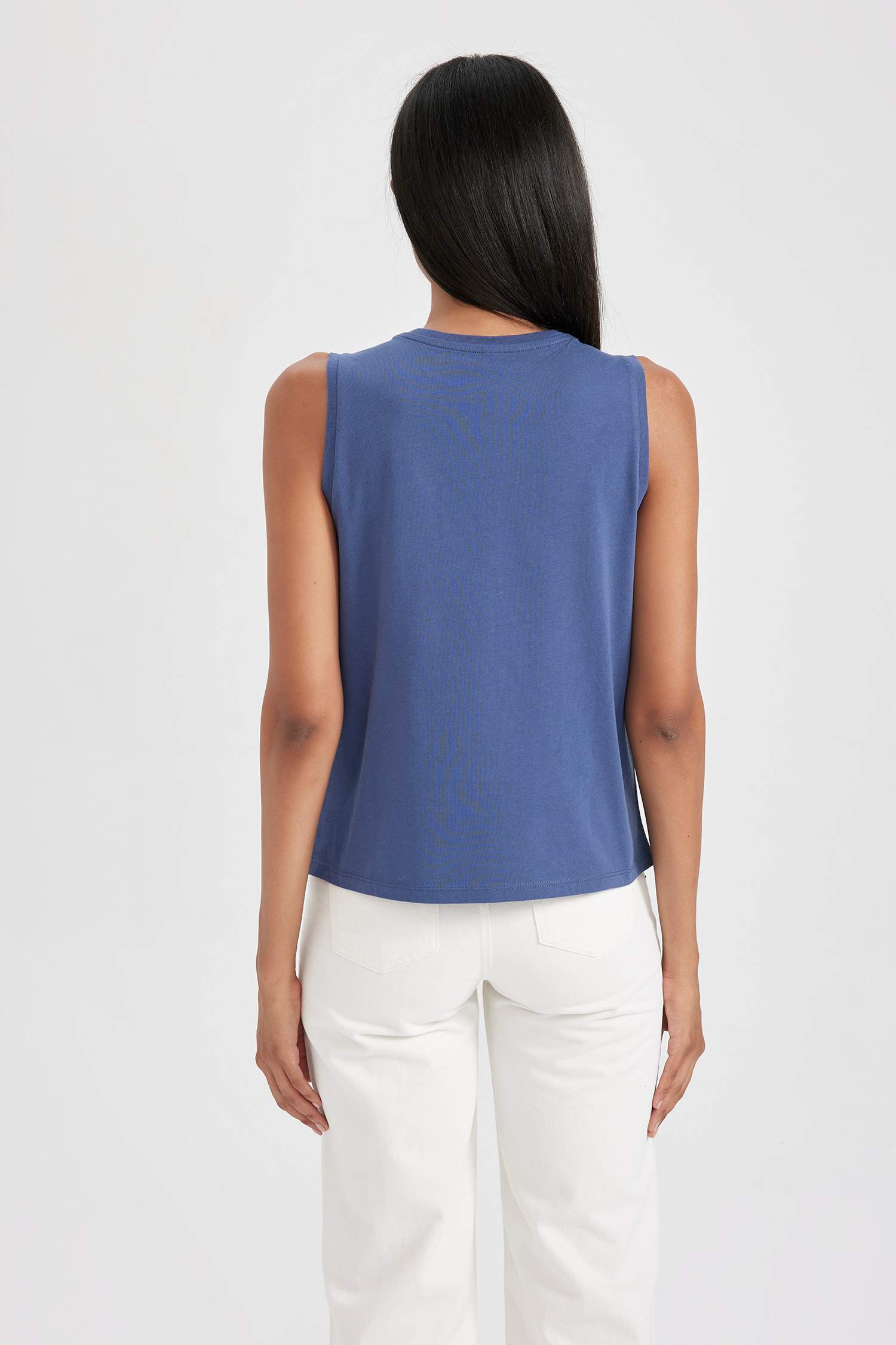 Regular Fit Basic Düz Bisiklet Yaka Penye Atlet