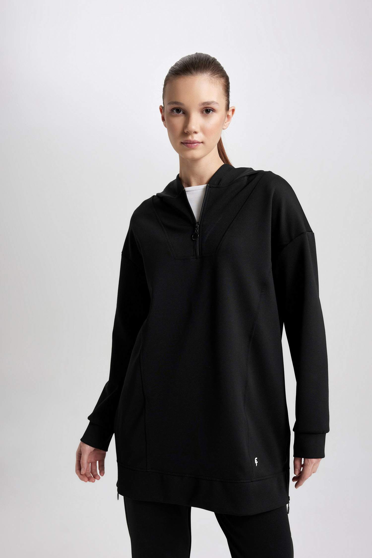 Long Fit Kapüşonlu Skuba Dalgıç Sporcu Sweatshirt