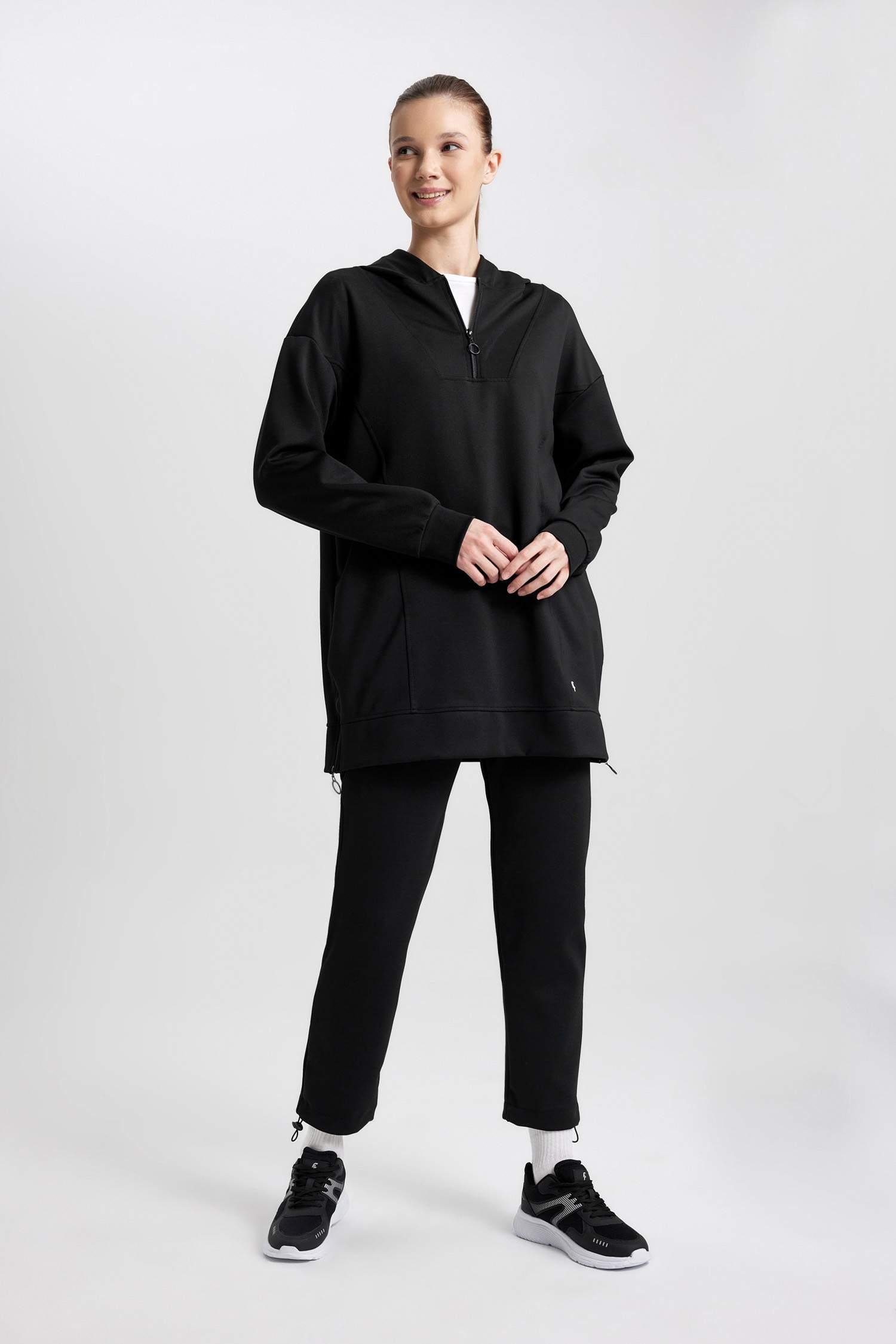 Long Fit Kapüşonlu Skuba Dalgıç Sporcu Sweatshirt