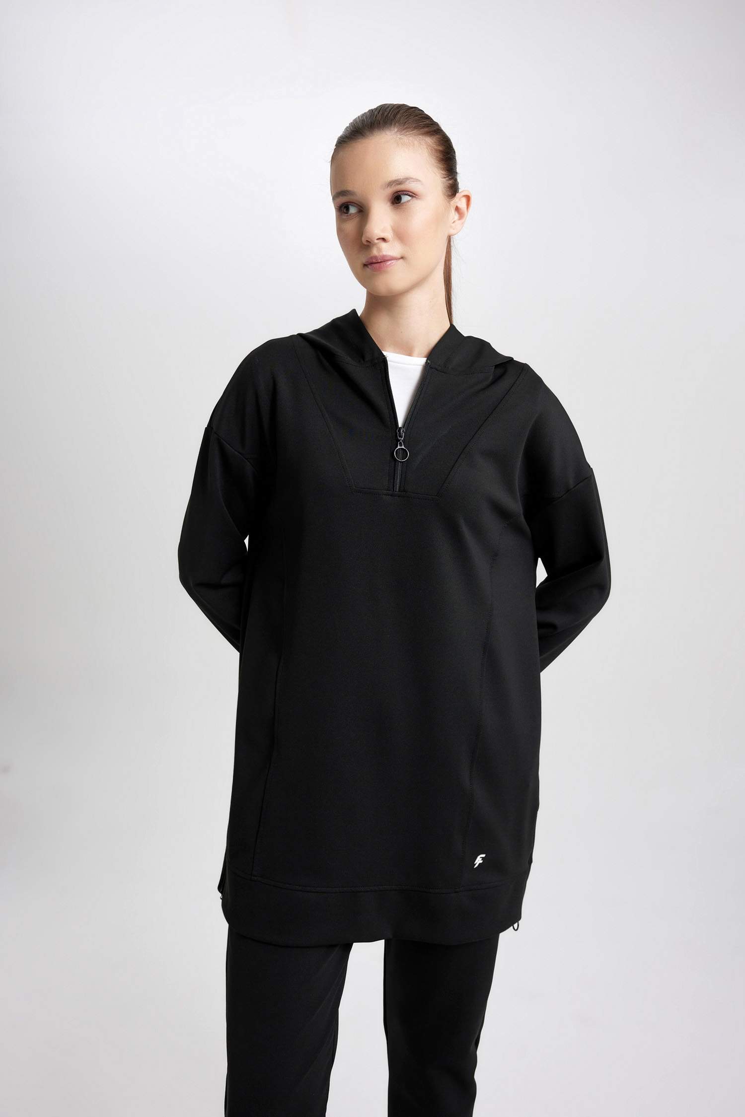 Long Fit Kapüşonlu Skuba Dalgıç Sporcu Sweatshirt