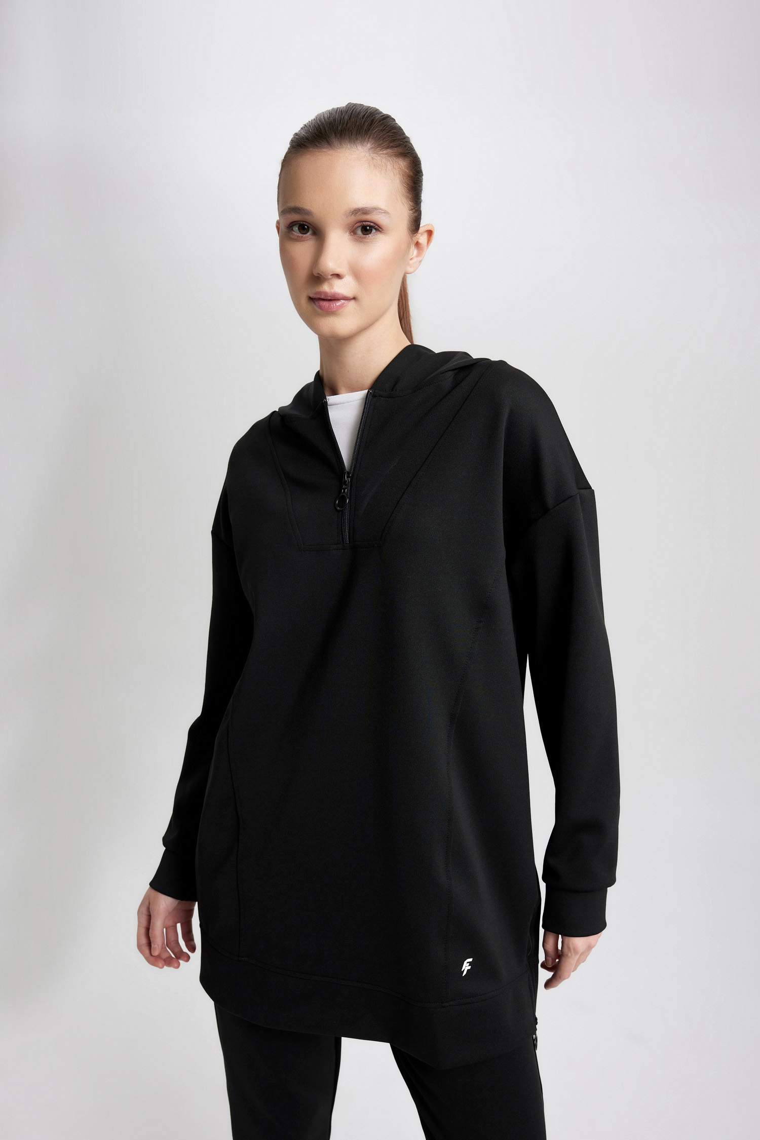 Long Fit Kapüşonlu Skuba Dalgıç Sporcu Sweatshirt