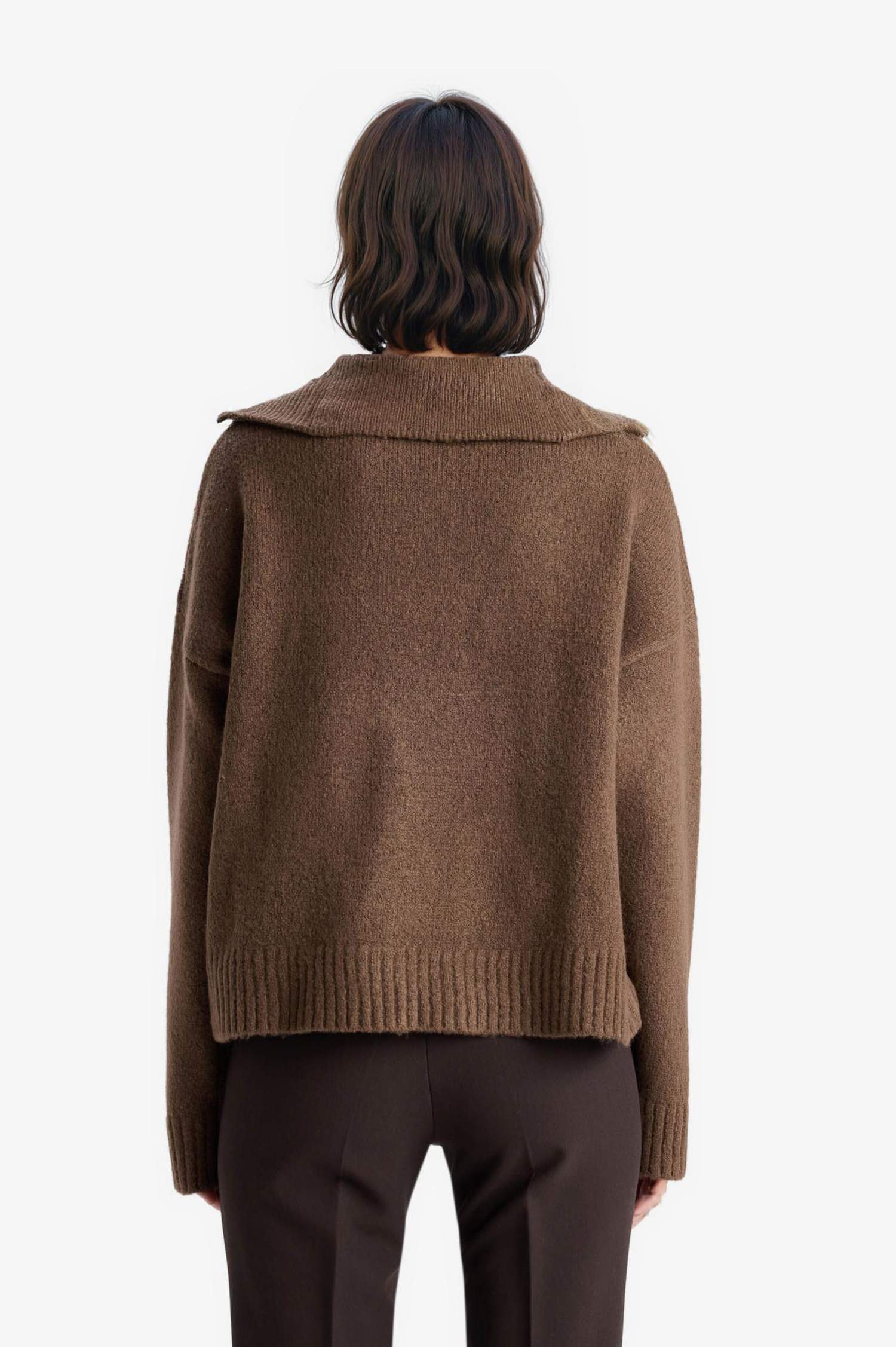 بلوز تريكو اوفر سايز بياخة بولو بنص سحاب