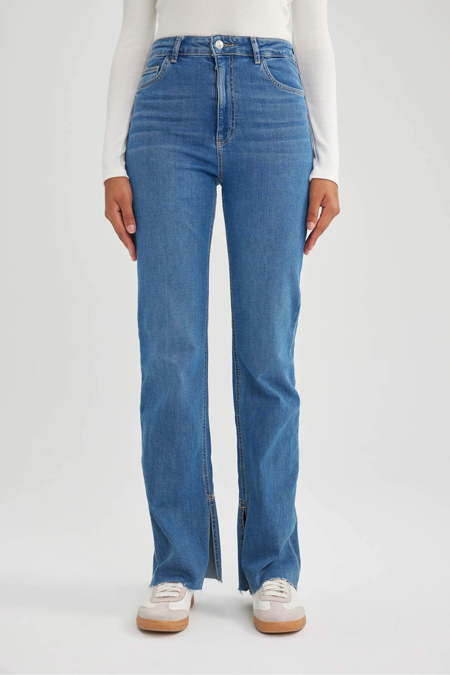 Slim Flare Fit High Waist Straight Flare Leg Long Jeans