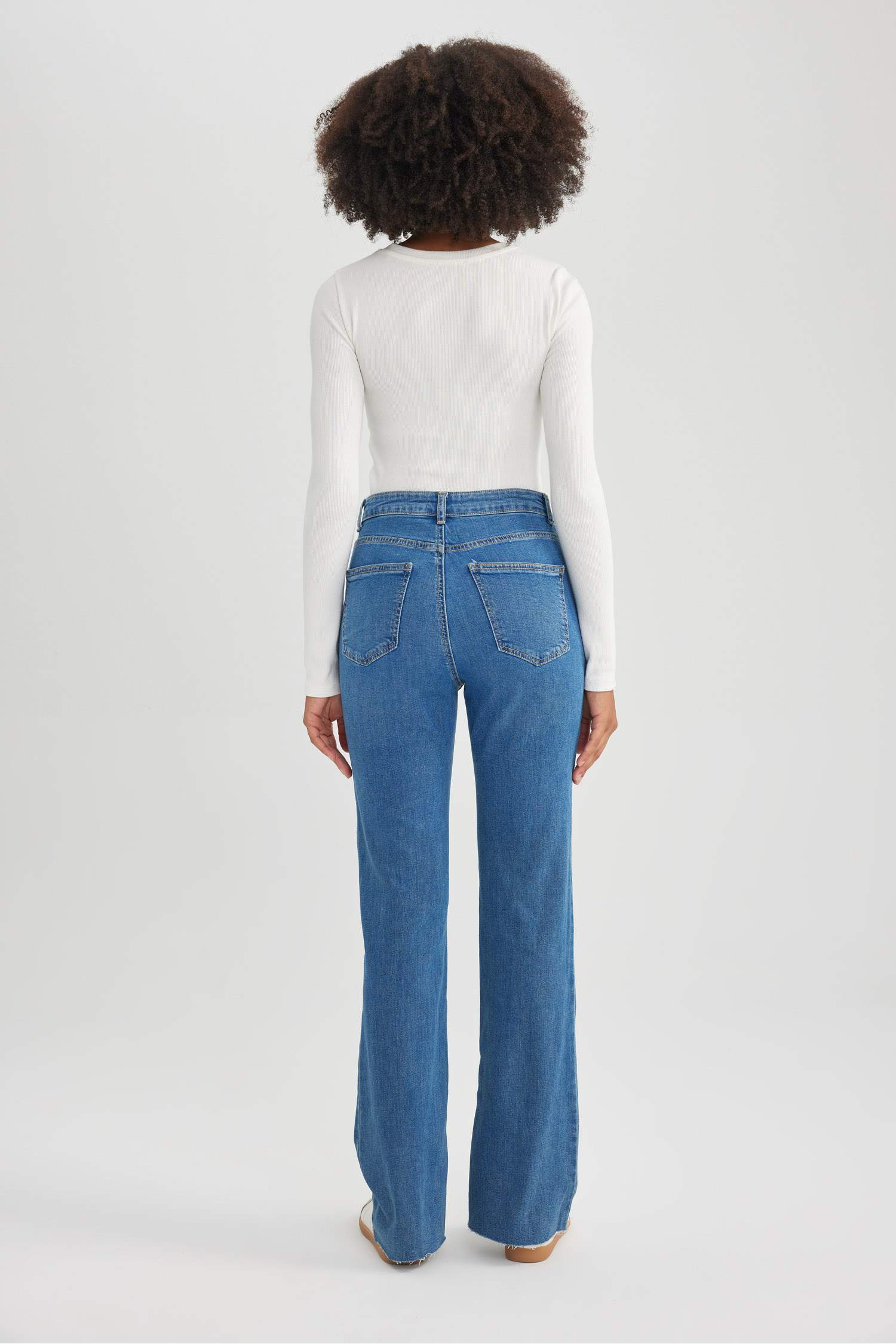 Slim Flare Fit High Waist Straight Flare Leg Long Jeans