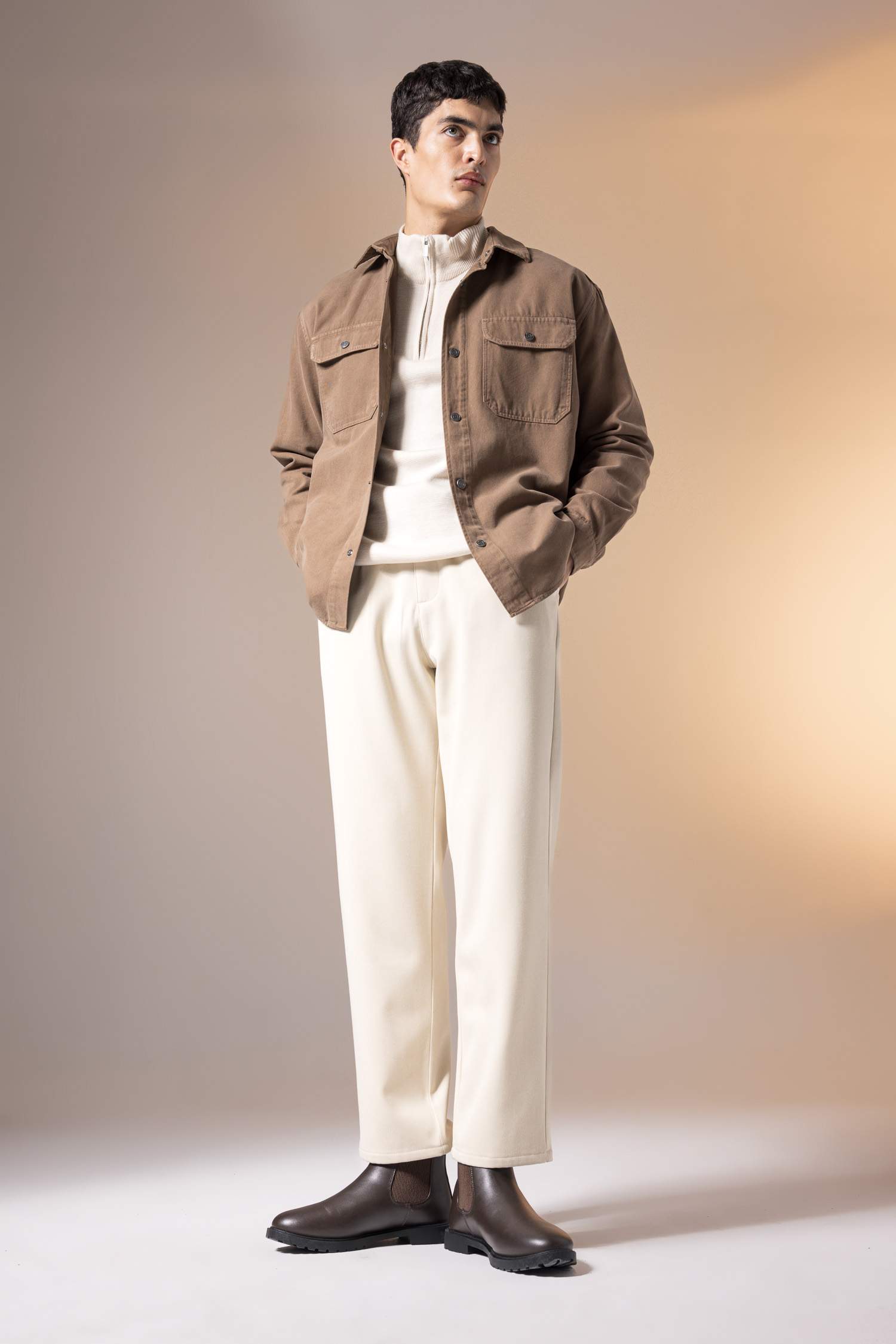 Bottes à enfiler à Semelle Plate Cuir Synthétique Pour Homme