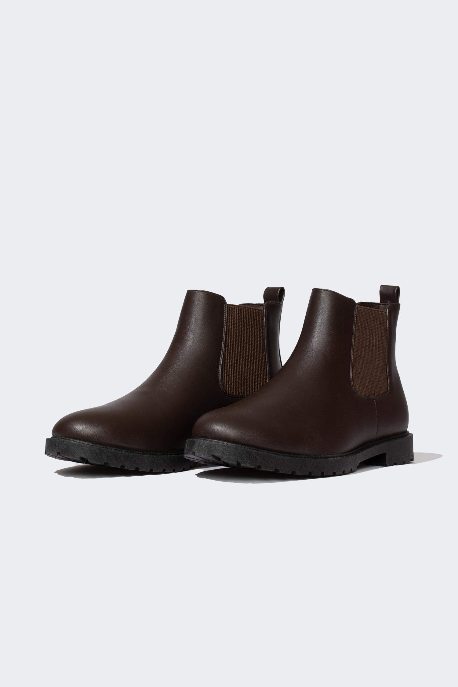 Bottes à enfiler à Semelle Plate Cuir Synthétique Pour Homme