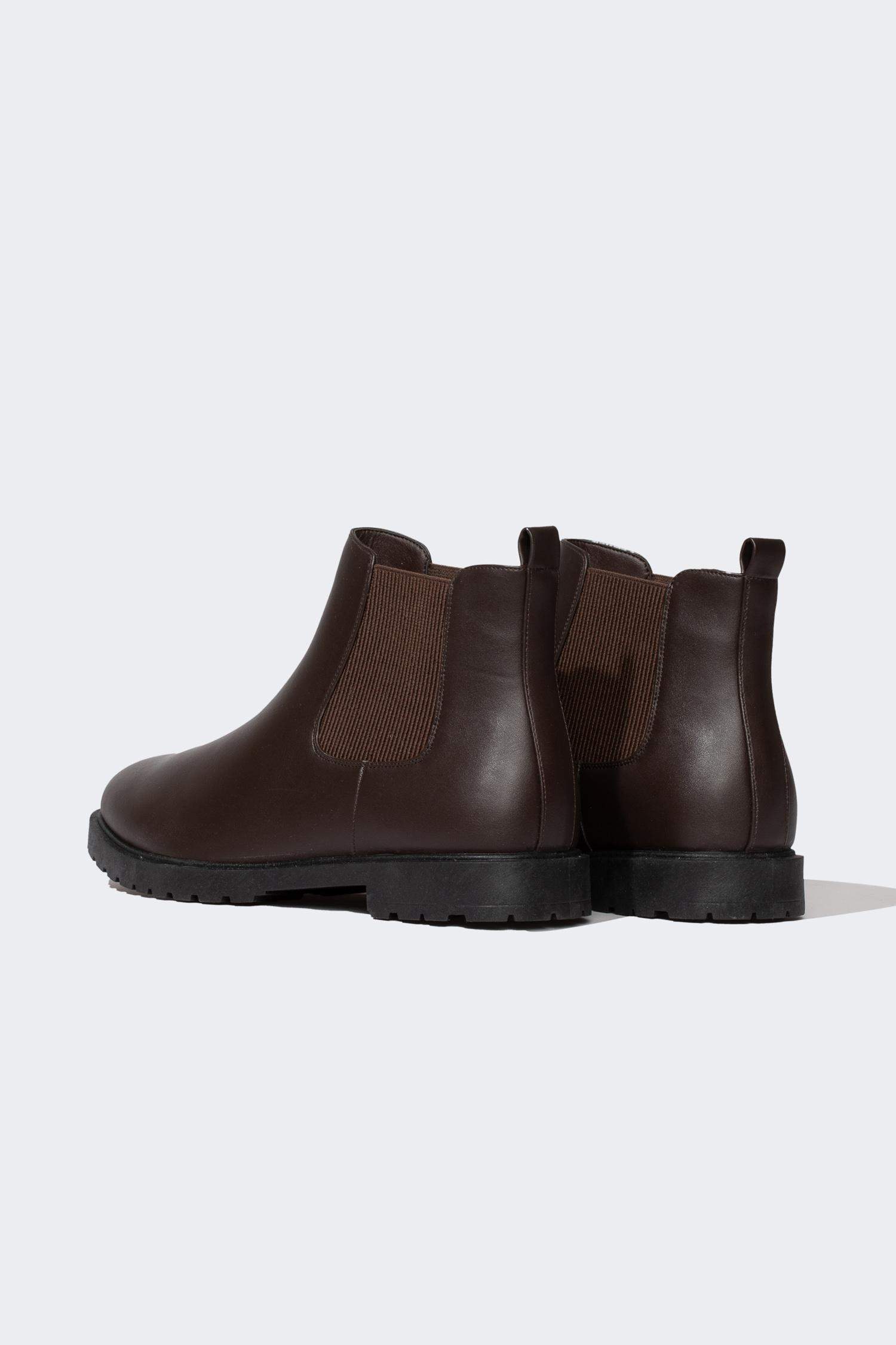 Bottes à enfiler à Semelle Plate Cuir Synthétique Pour Homme