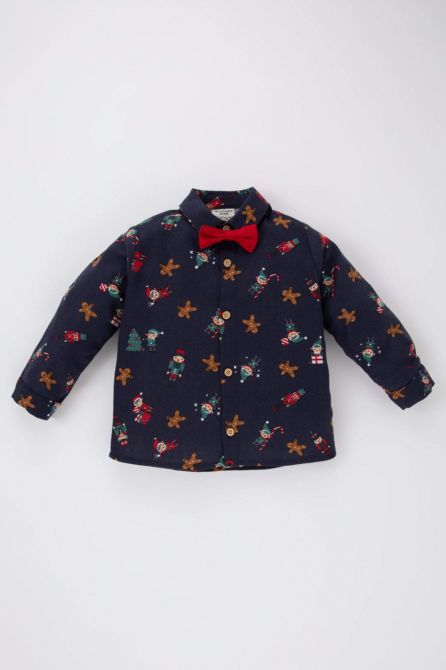 Baby Boy Christmas Themed Shirt with Tie 2 Piece