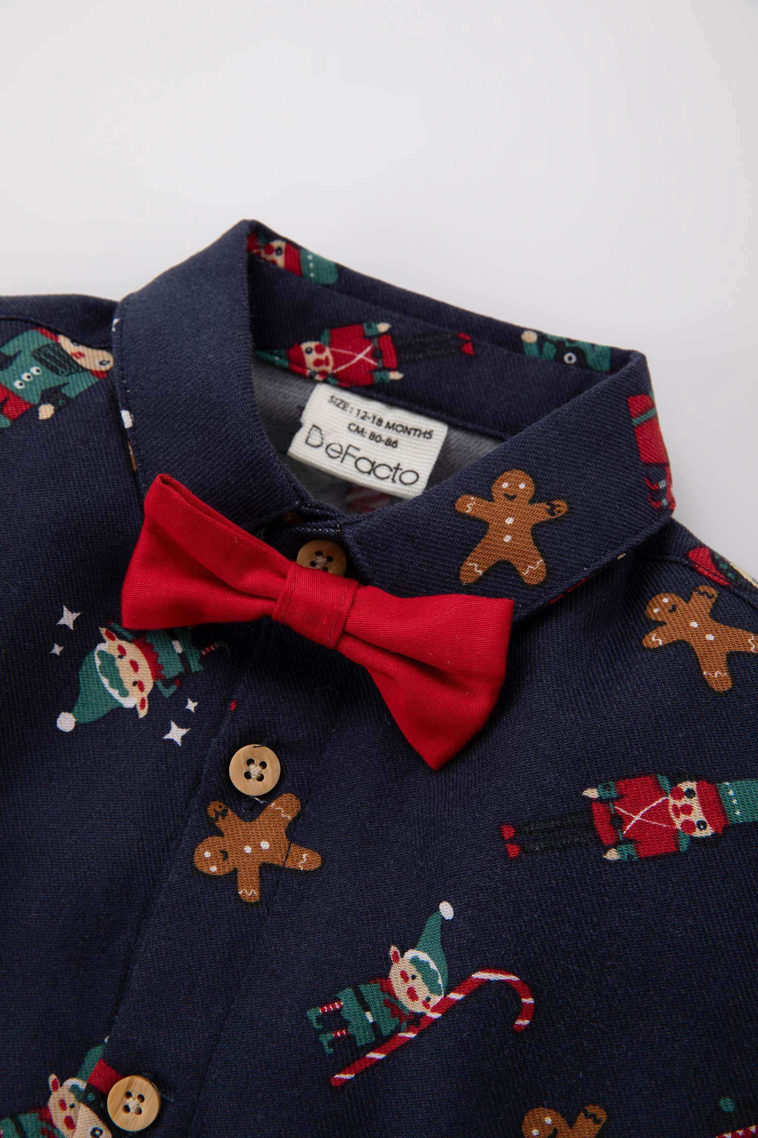 Baby Boy Christmas Themed Shirt with Tie 2 Piece
