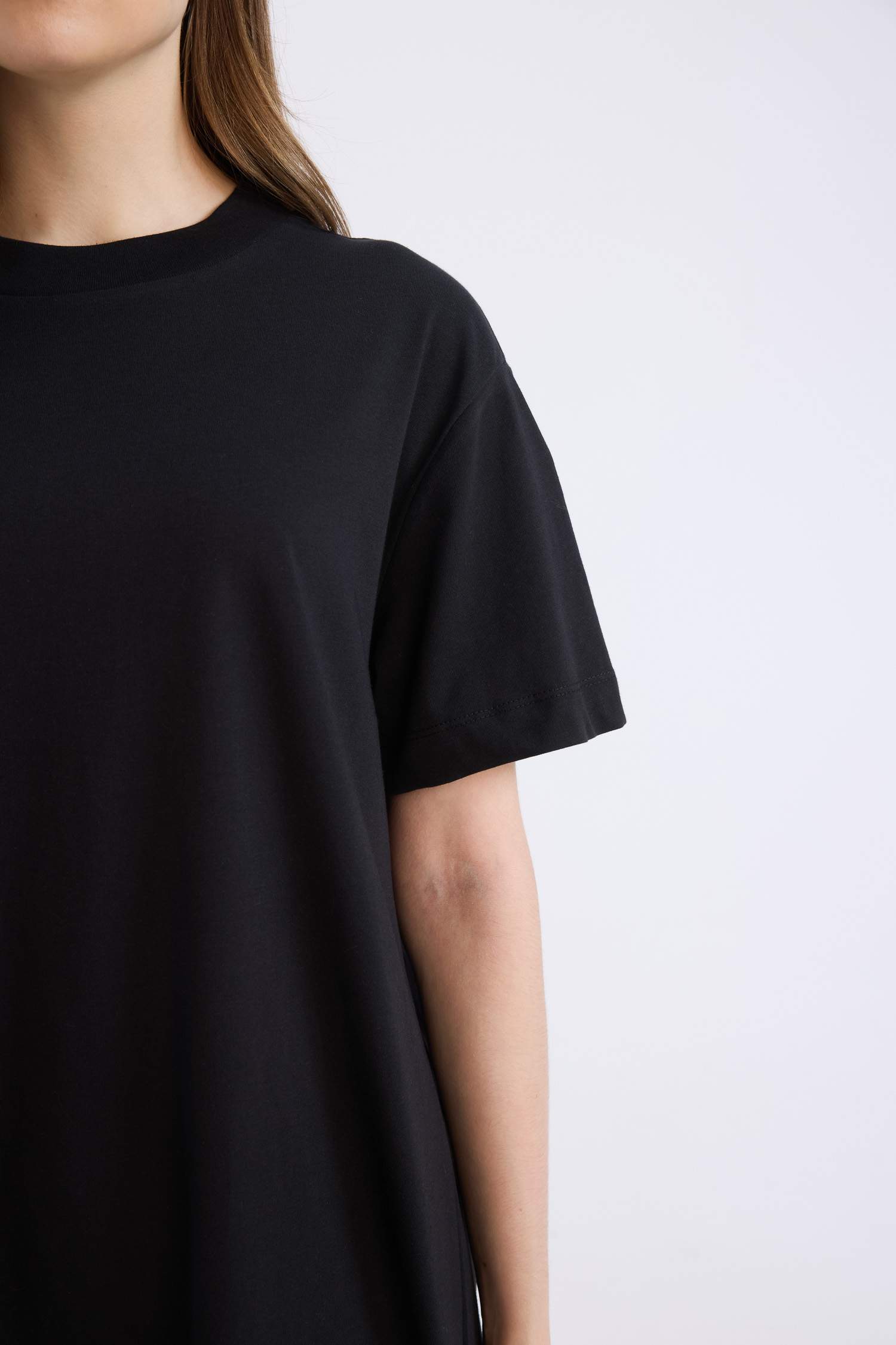 Regular Fit Bisiklet Yaka Basic Düz Kısa Kollu Tesettür Tunik Tişört