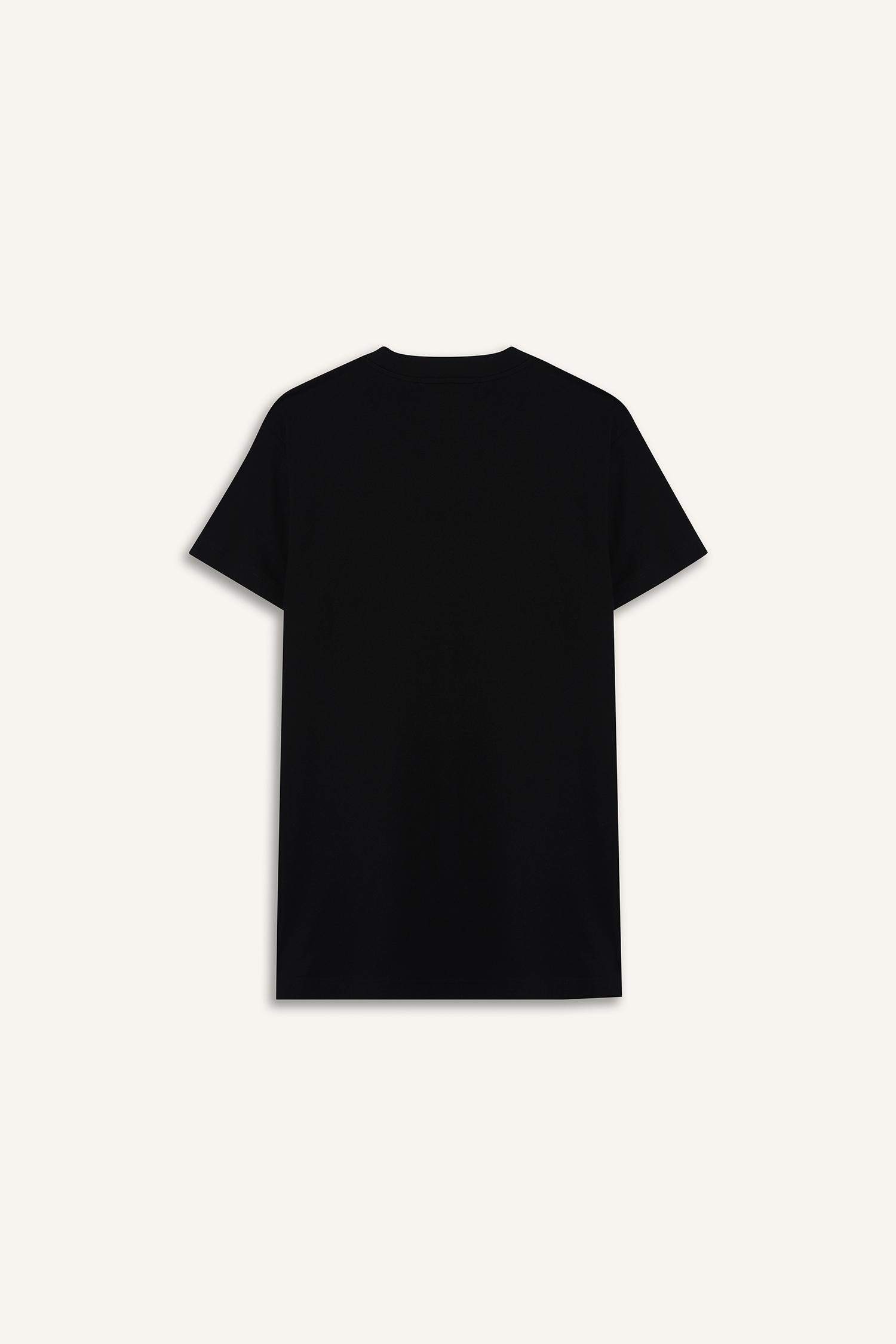 Regular Fit Bisiklet Yaka Basic Düz Kısa Kollu Siyah Tunik Tişört