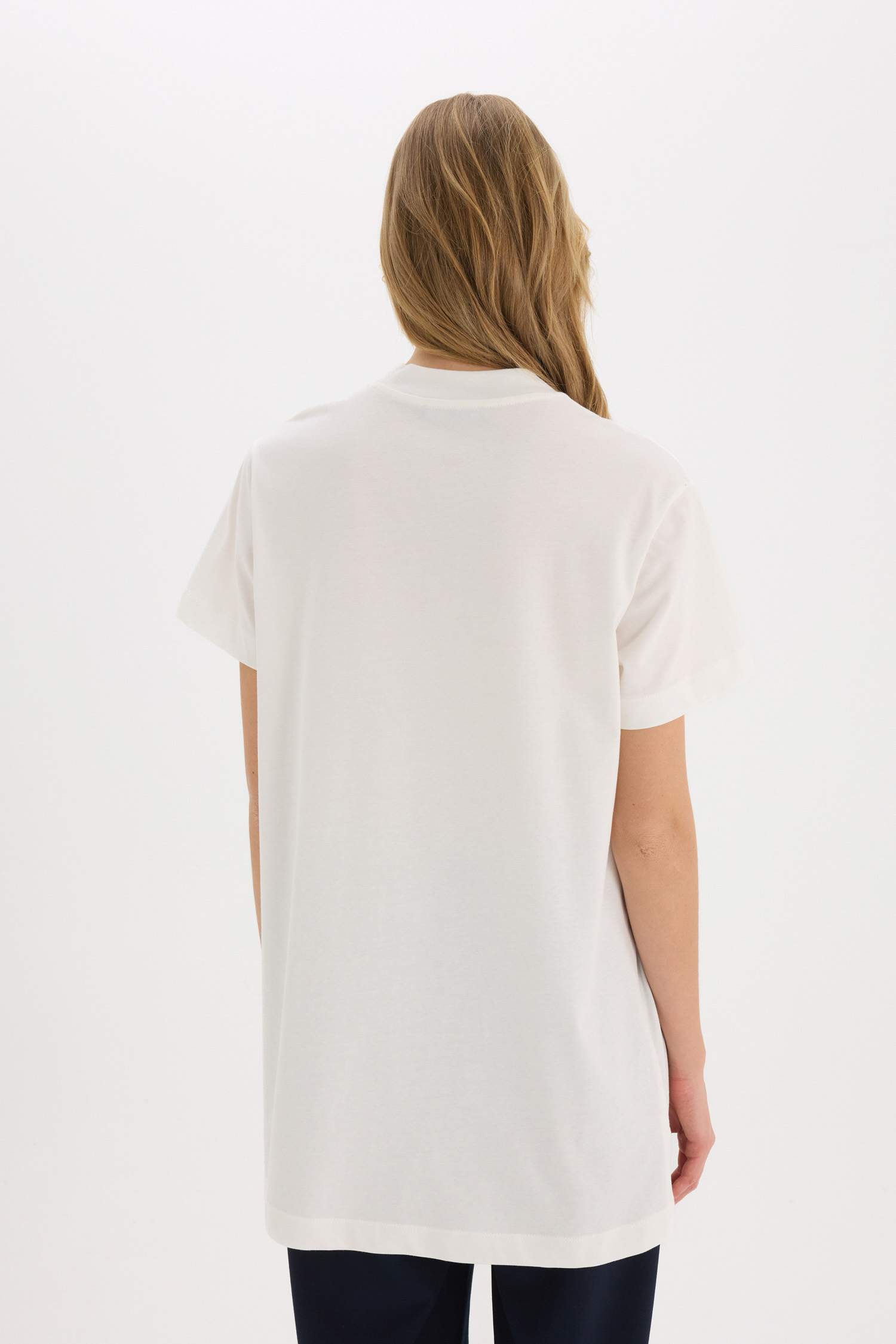 Regular Fit Bisiklet Yaka Basic Düz Kısa Kollu Tesettür Tişört Tunik