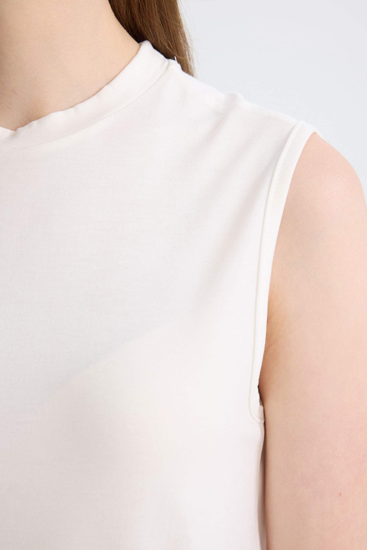 Regular Fit Bisiklet Yaka Kolsuz Basic Düz Tunik