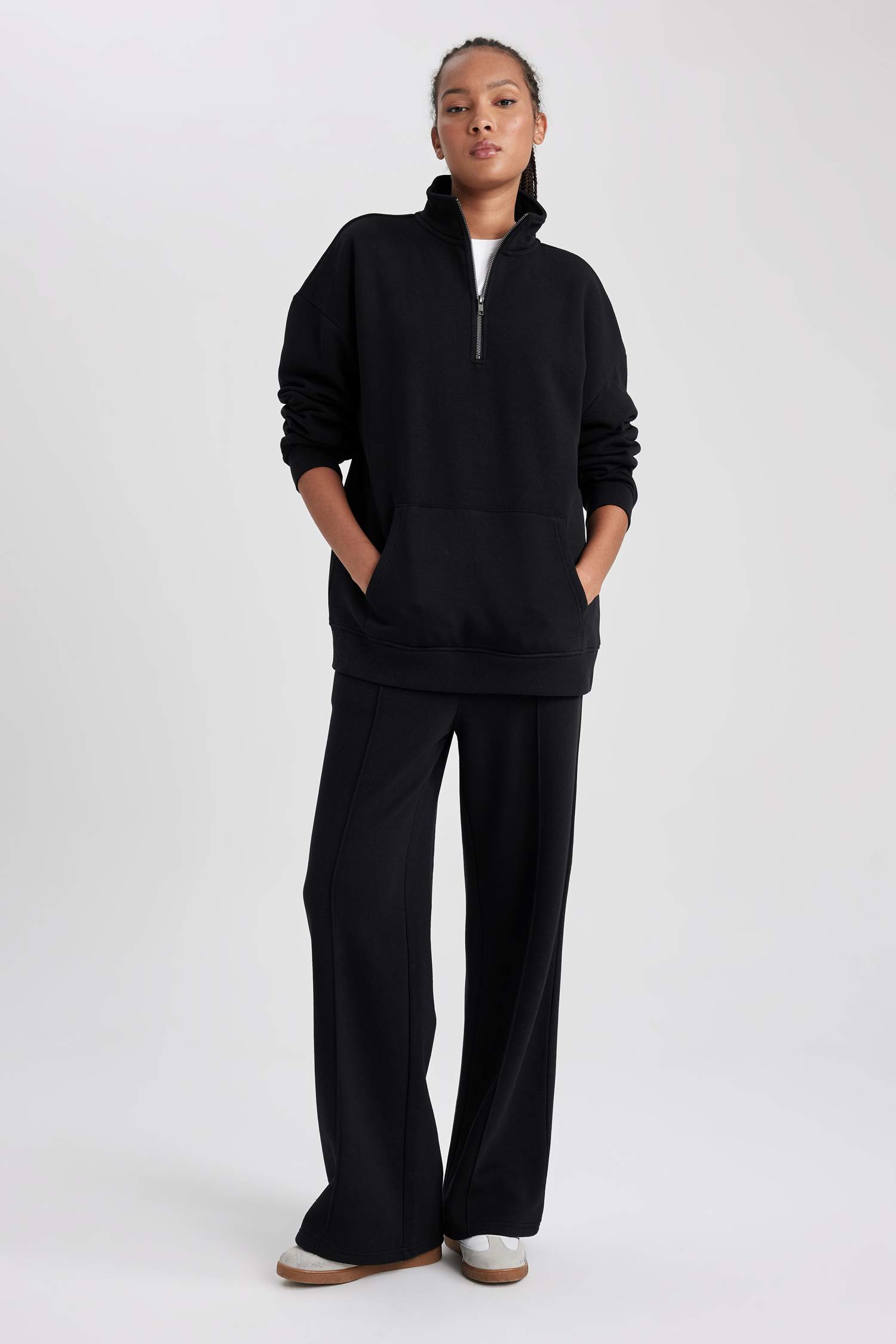 Свитшот оверсайз на молнии из плотной ткани