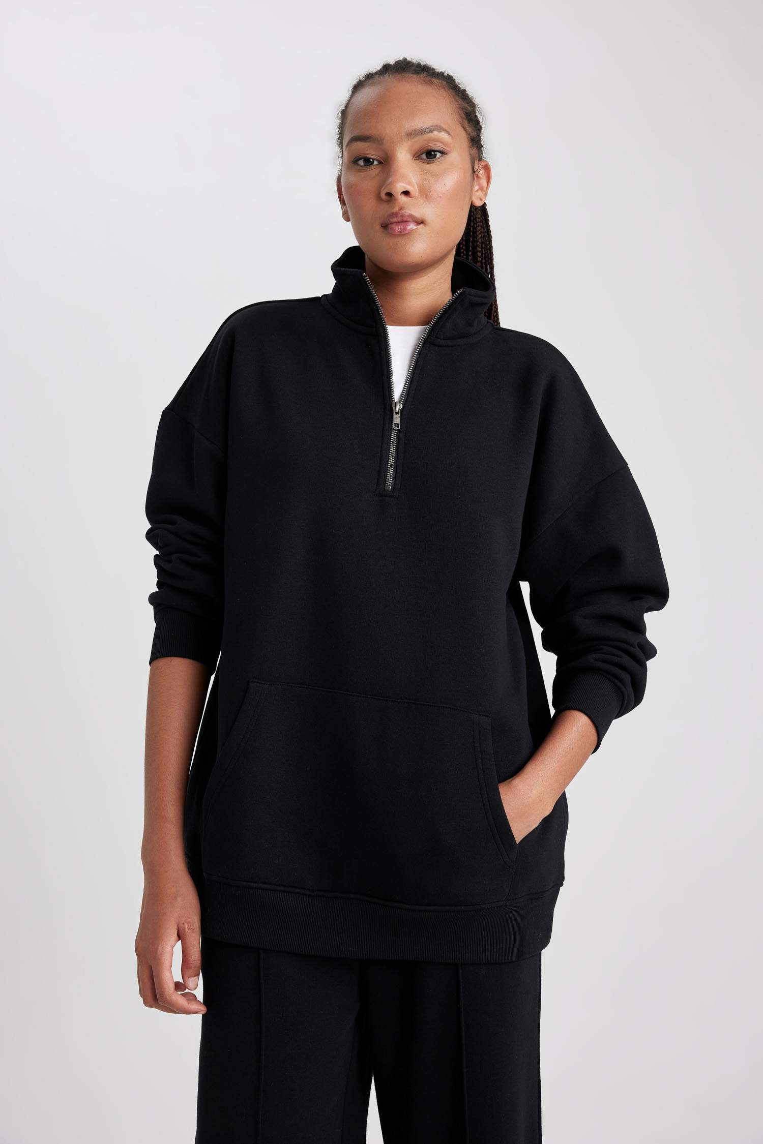 Свитшот оверсайз на молнии из плотной ткани