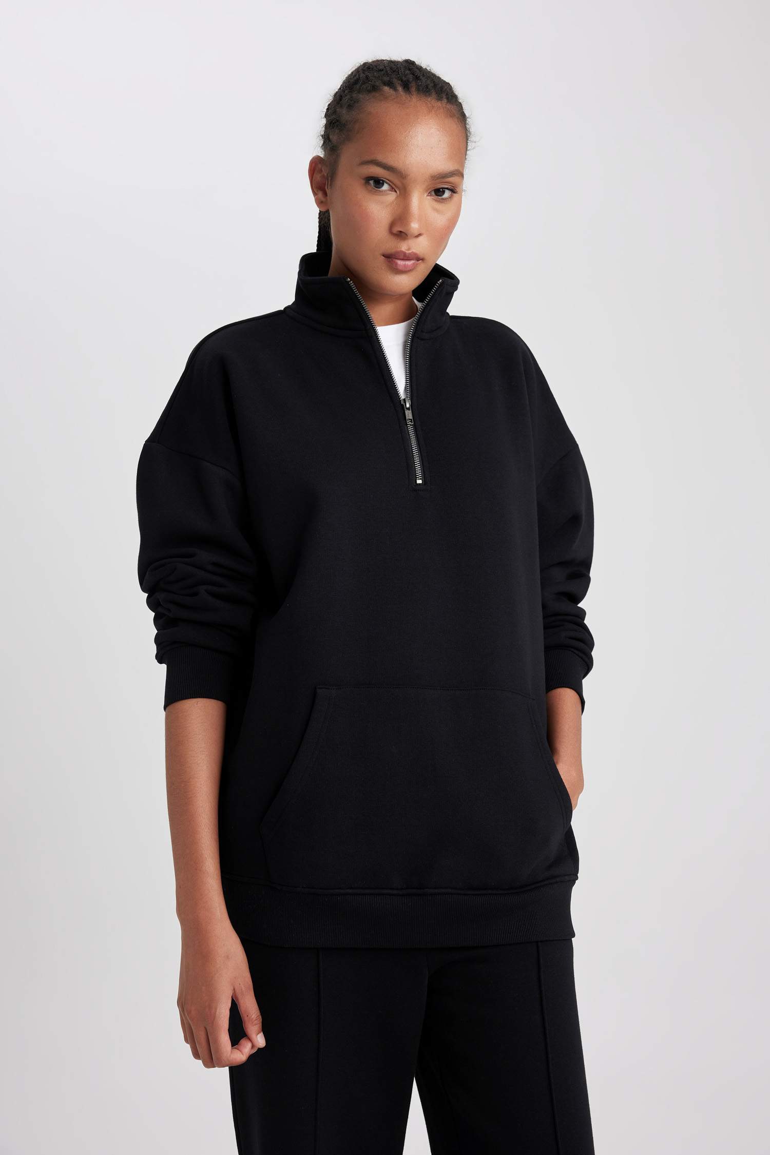 Свитшот оверсайз на молнии из плотной ткани