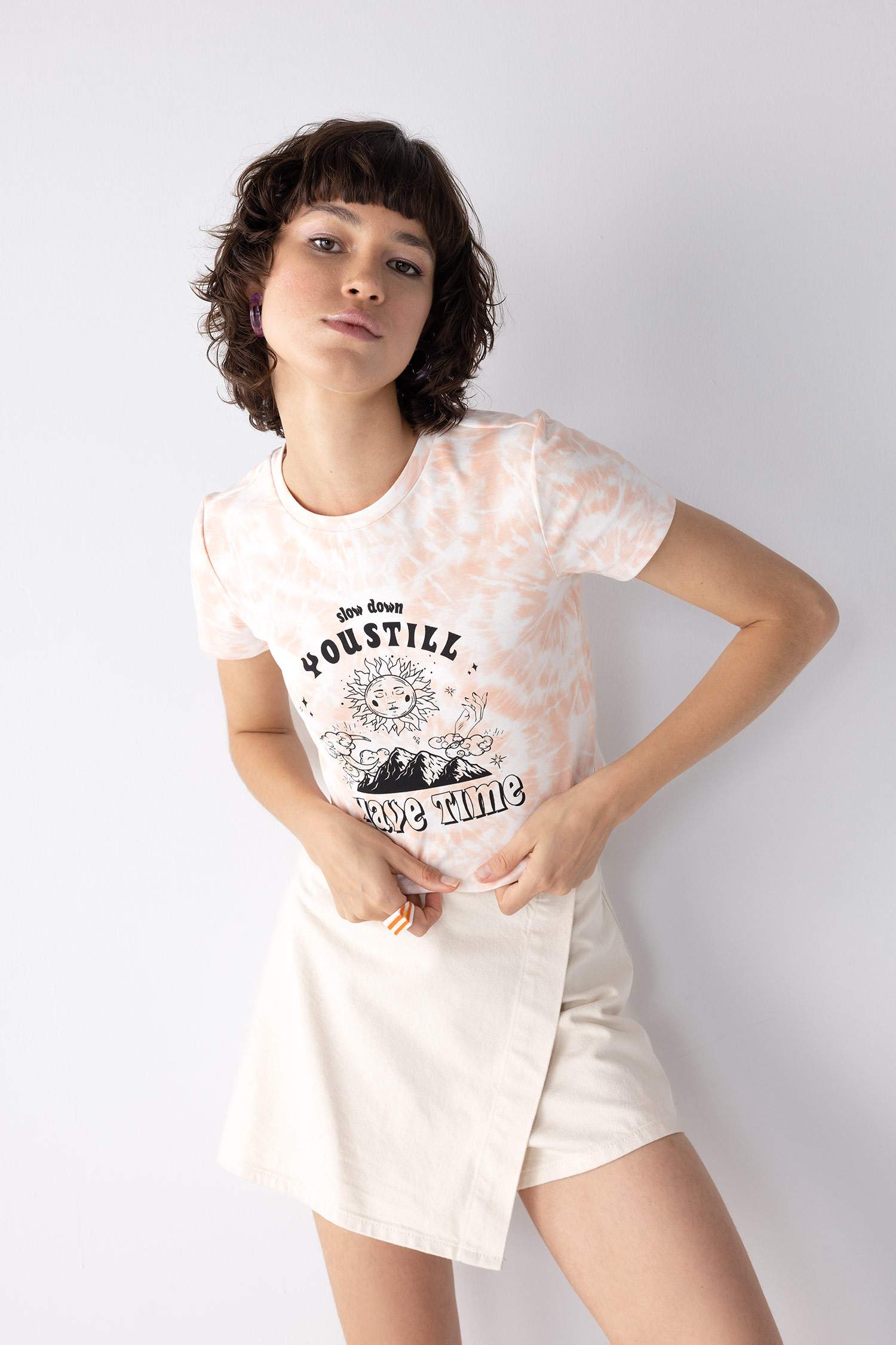 Coool Fitted Baskılı Ribana Kısa Kollu Tişört