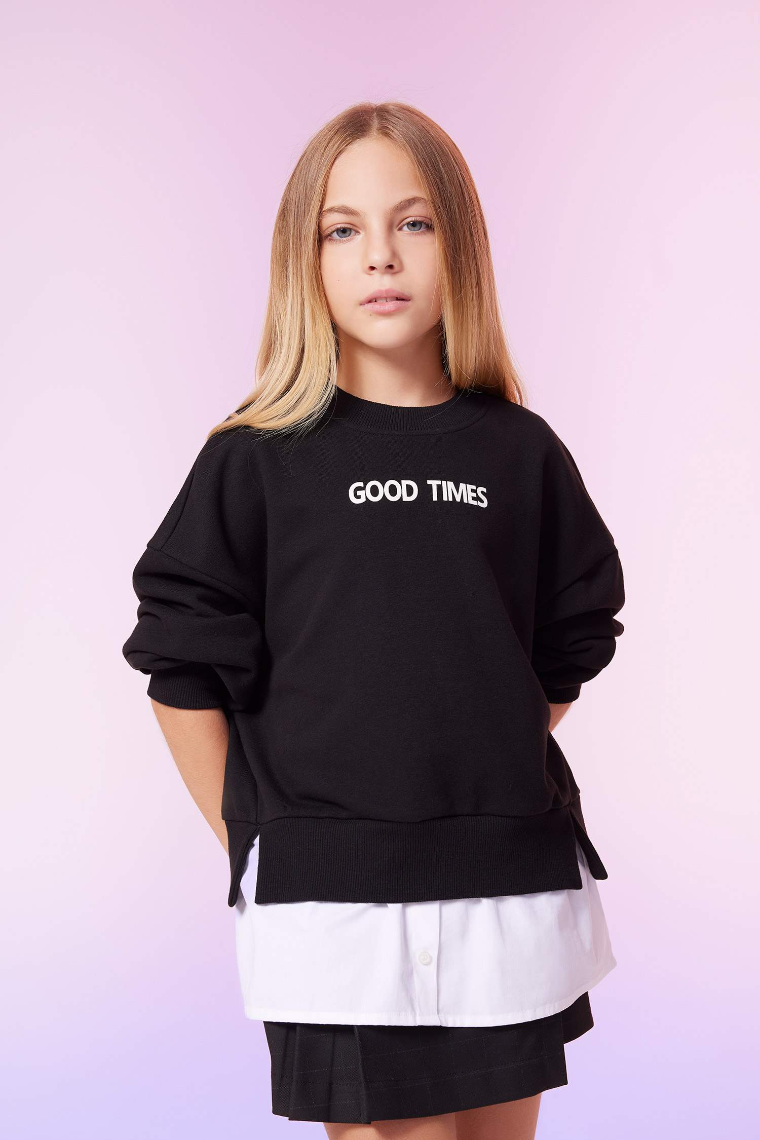 سويت شيرت بناتي اوفر سايز ببطانة ناعمة