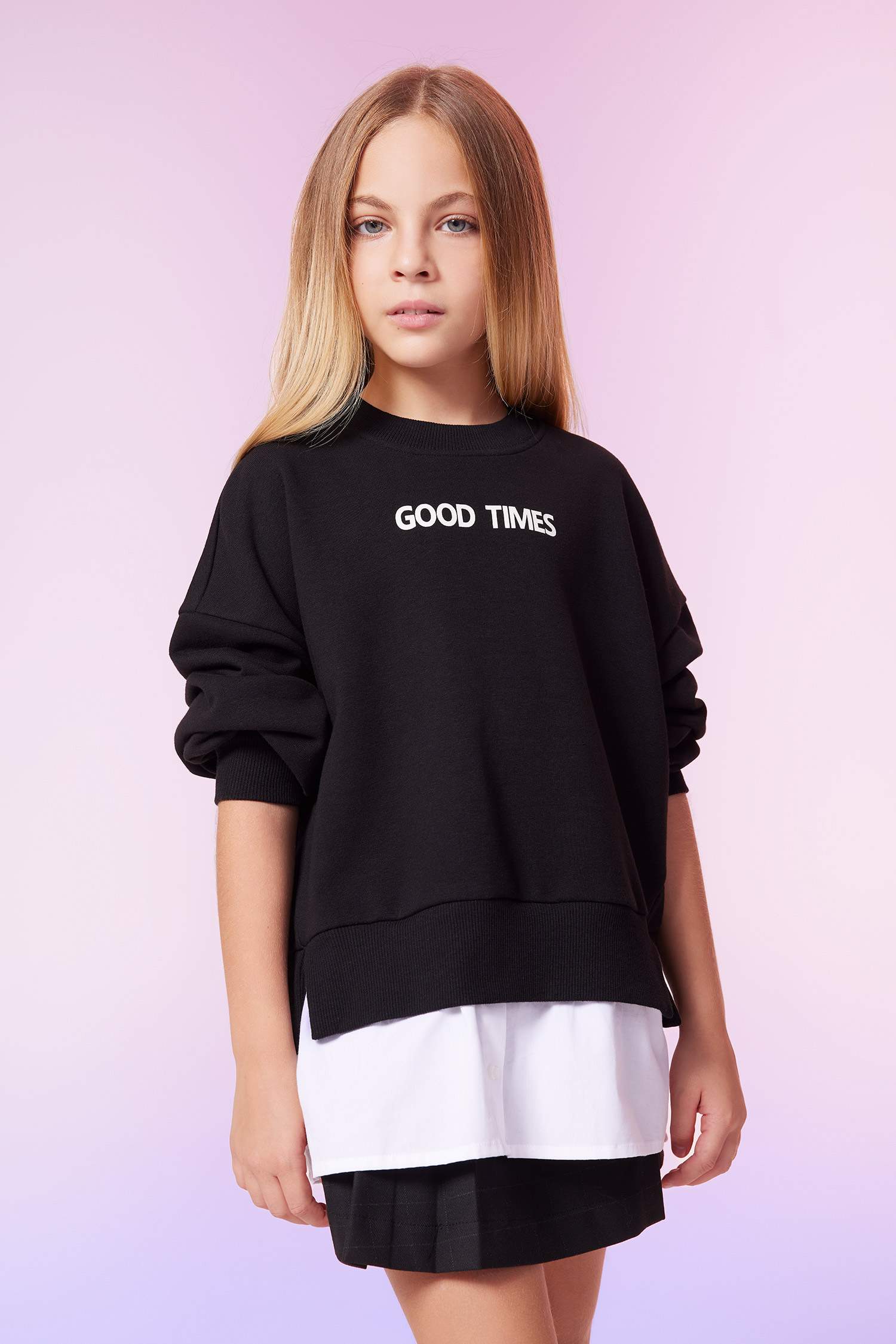 سويت شيرت بناتي اوفر سايز ببطانة ناعمة