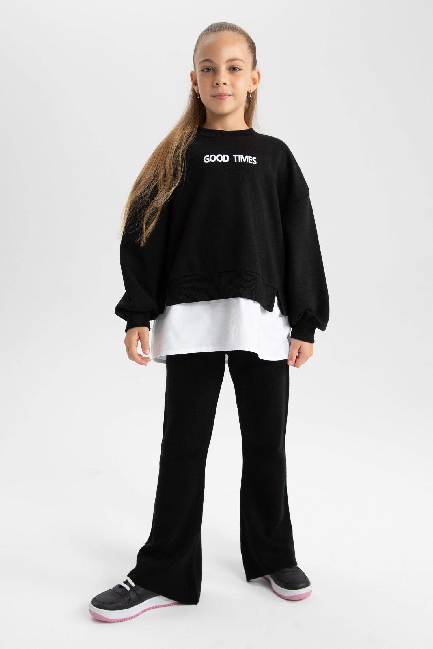 سويت شيرت بناتي اوفر سايز ببطانة ناعمة