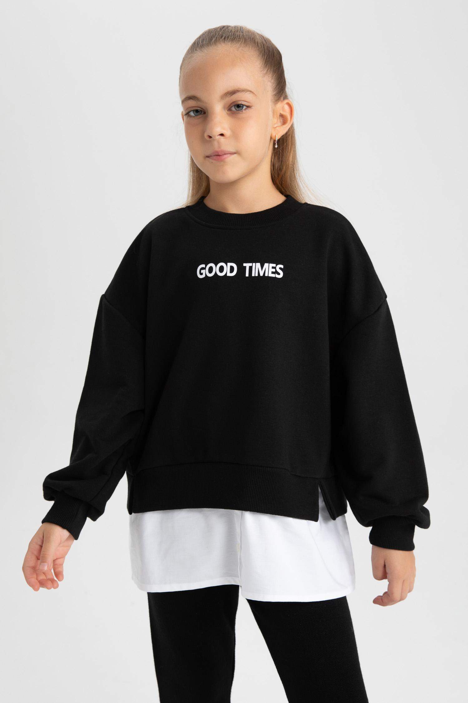 سويت شيرت بناتي اوفر سايز ببطانة ناعمة