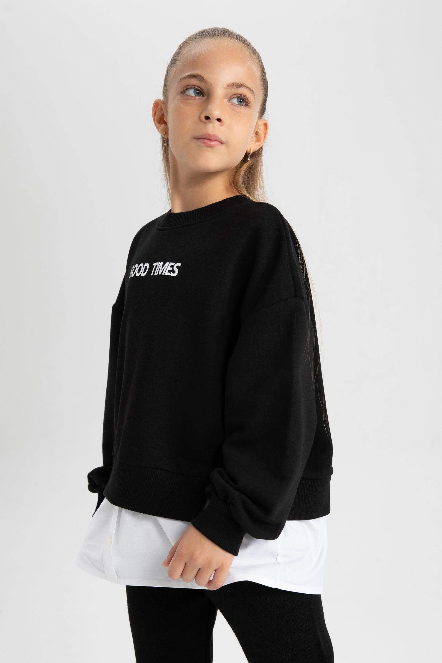 سويت شيرت بناتي اوفر سايز ببطانة ناعمة