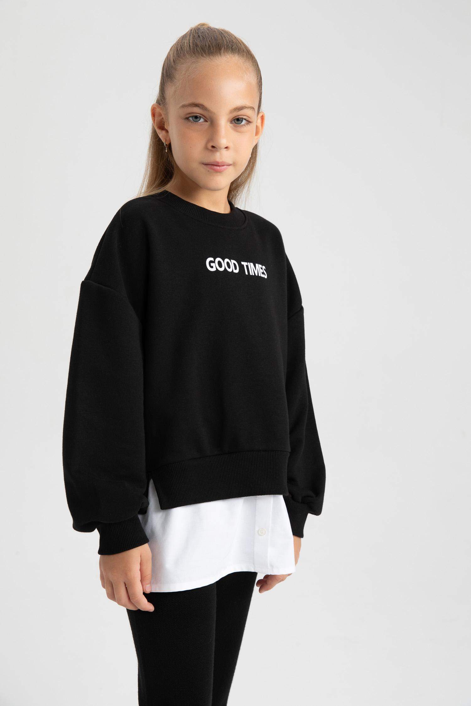 سويت شيرت بناتي اوفر سايز ببطانة ناعمة