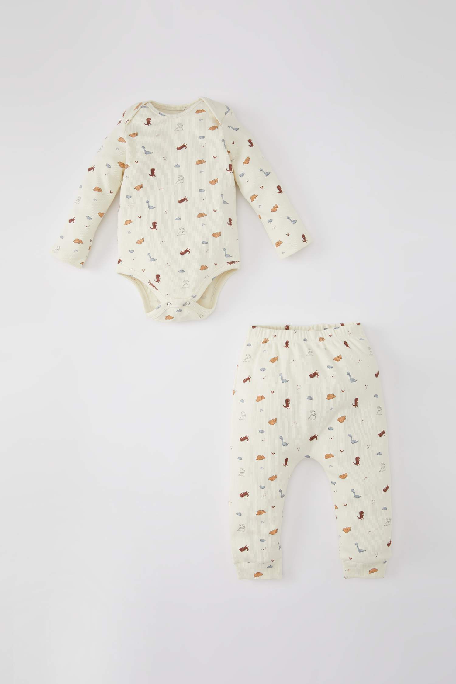 Ensemble à Col Rond Et Imprimé Dinosaure Pour Bébé Garçon - 2 Pièces