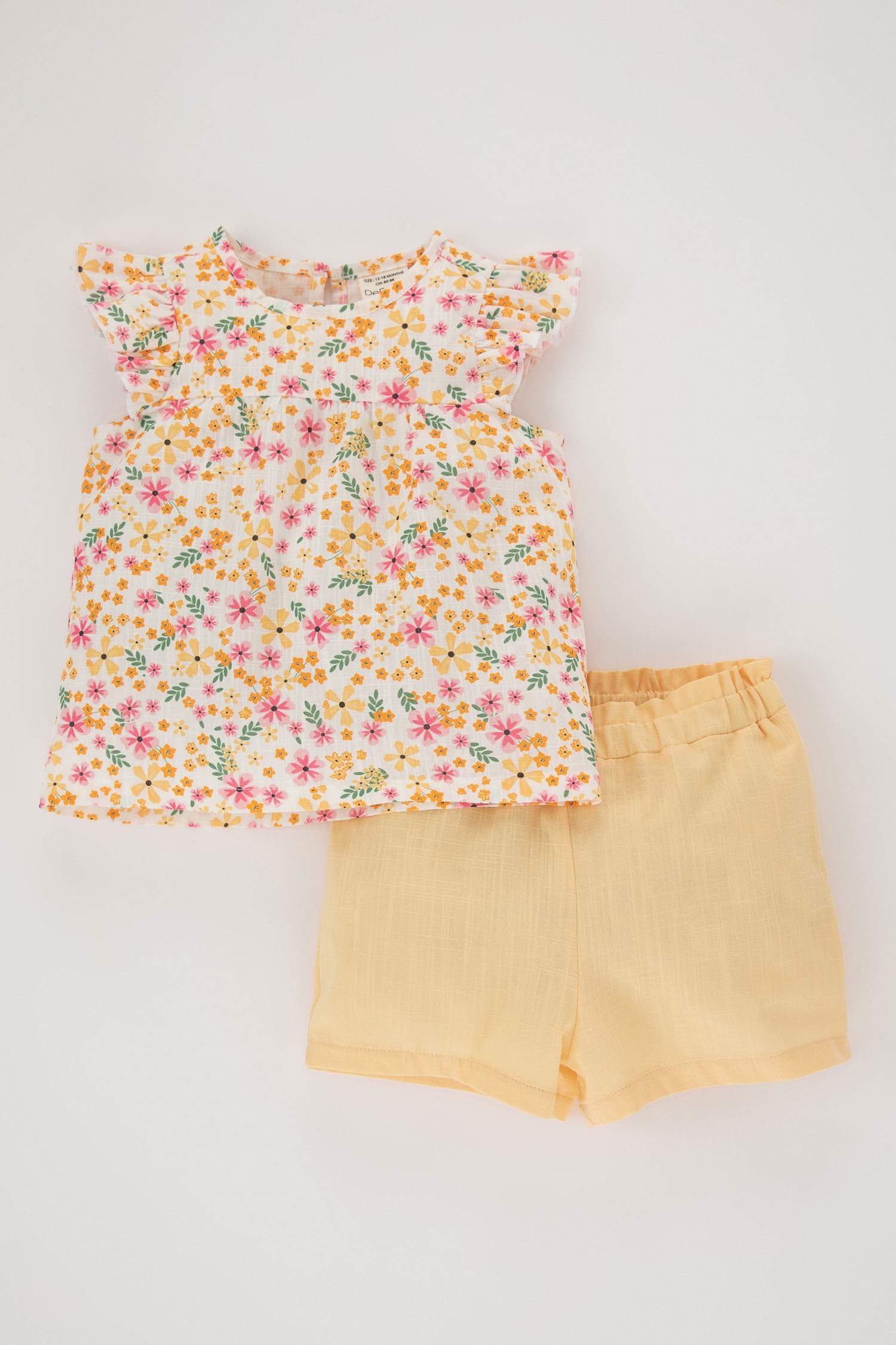 Yellow BABY GIRL Baby Girl Floral Linen Look Short Sleeve Blouse