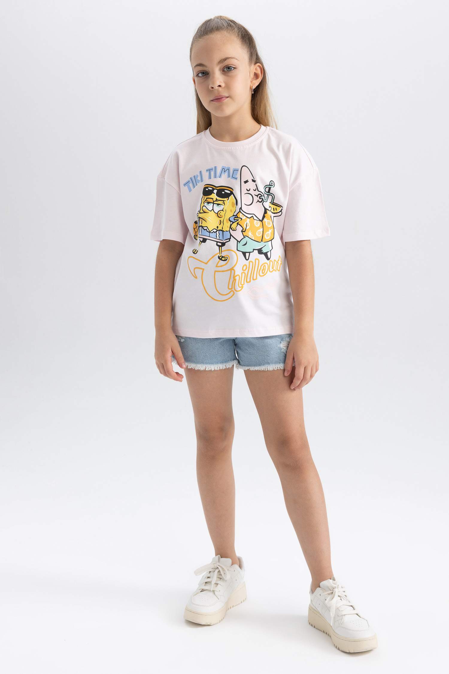 Kız Çocuk SpongeBob Relax Fit Kısa Kollu Tişört