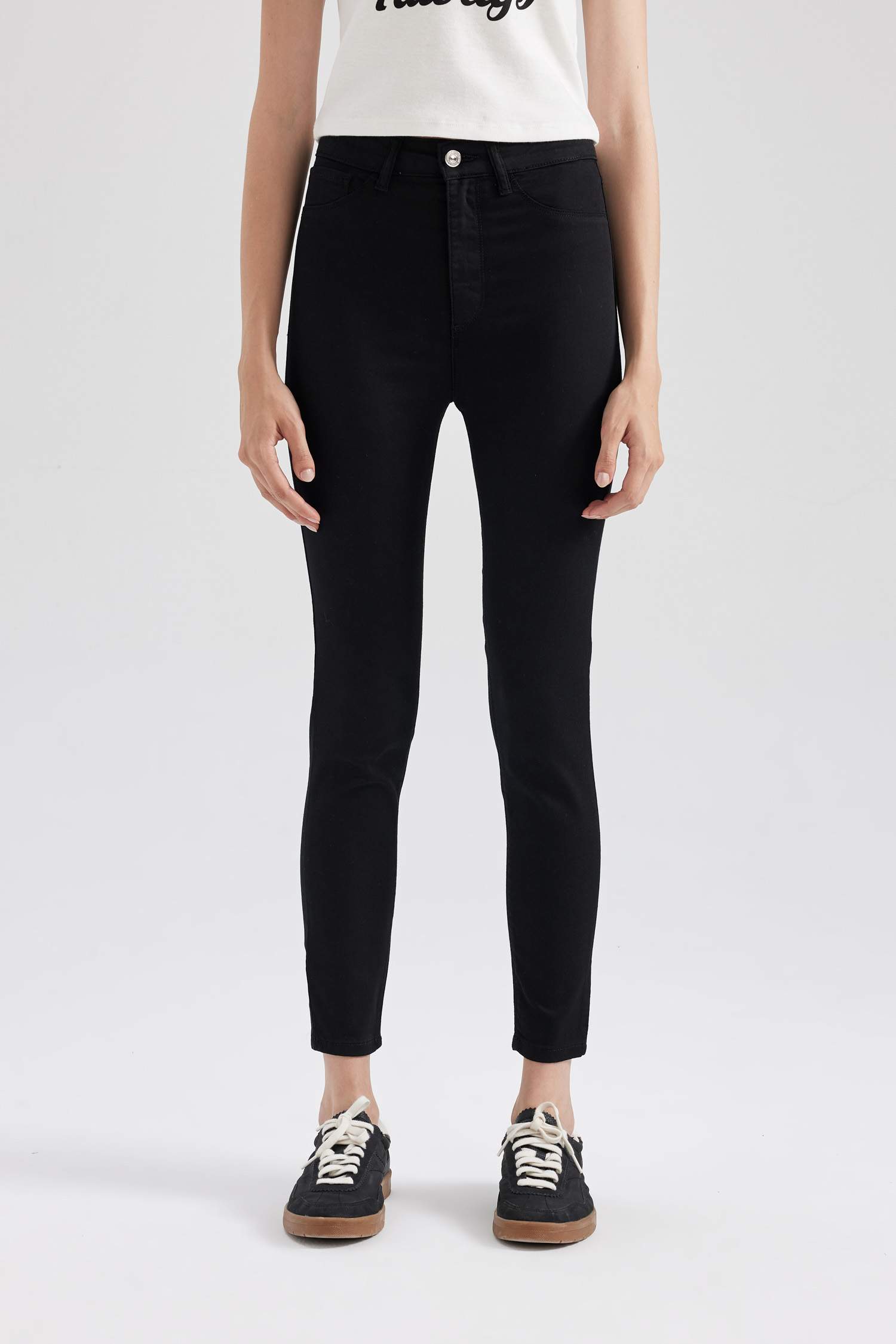 Süper Skinny Jegging Yüksek Bel Dar Paça Bilek Boy Jean Pantolon