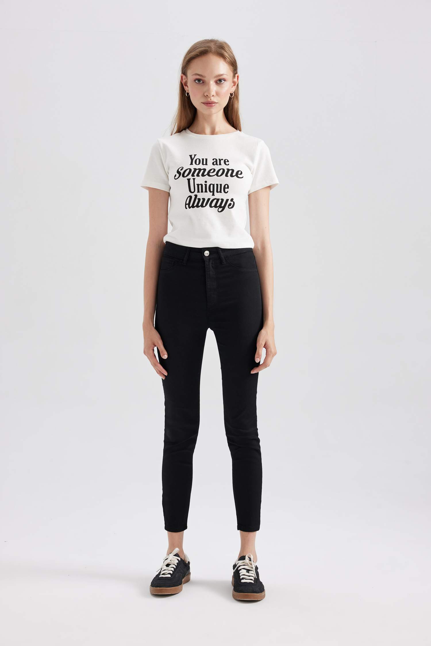 Süper Skinny Jegging Yüksek Bel Dar Paça Bilek Boy Jean Pantolon