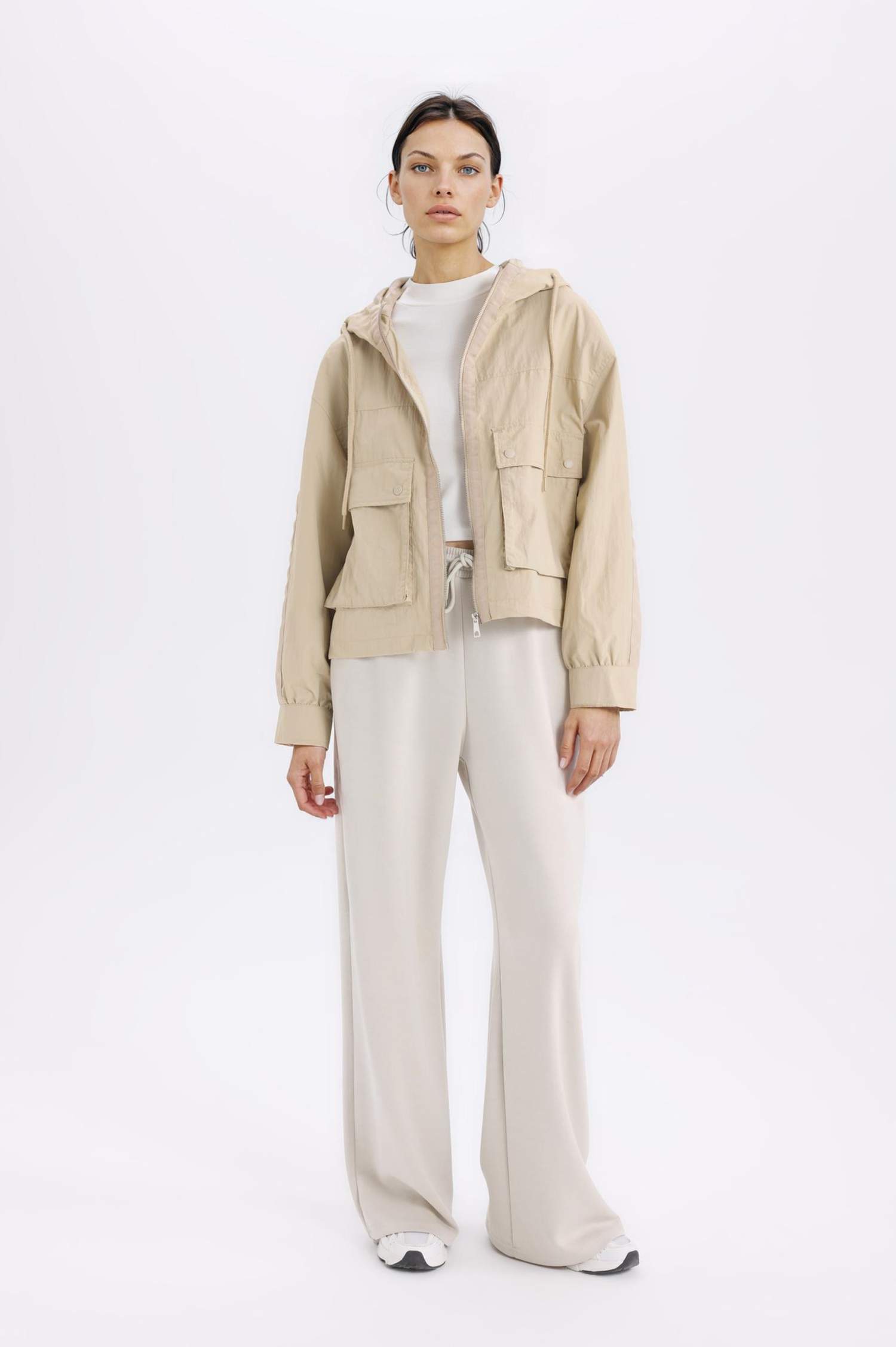 Su İtici Mevsimlik Mont Oversize Geniş Kalıp Kapüşonlu Fermuarlı