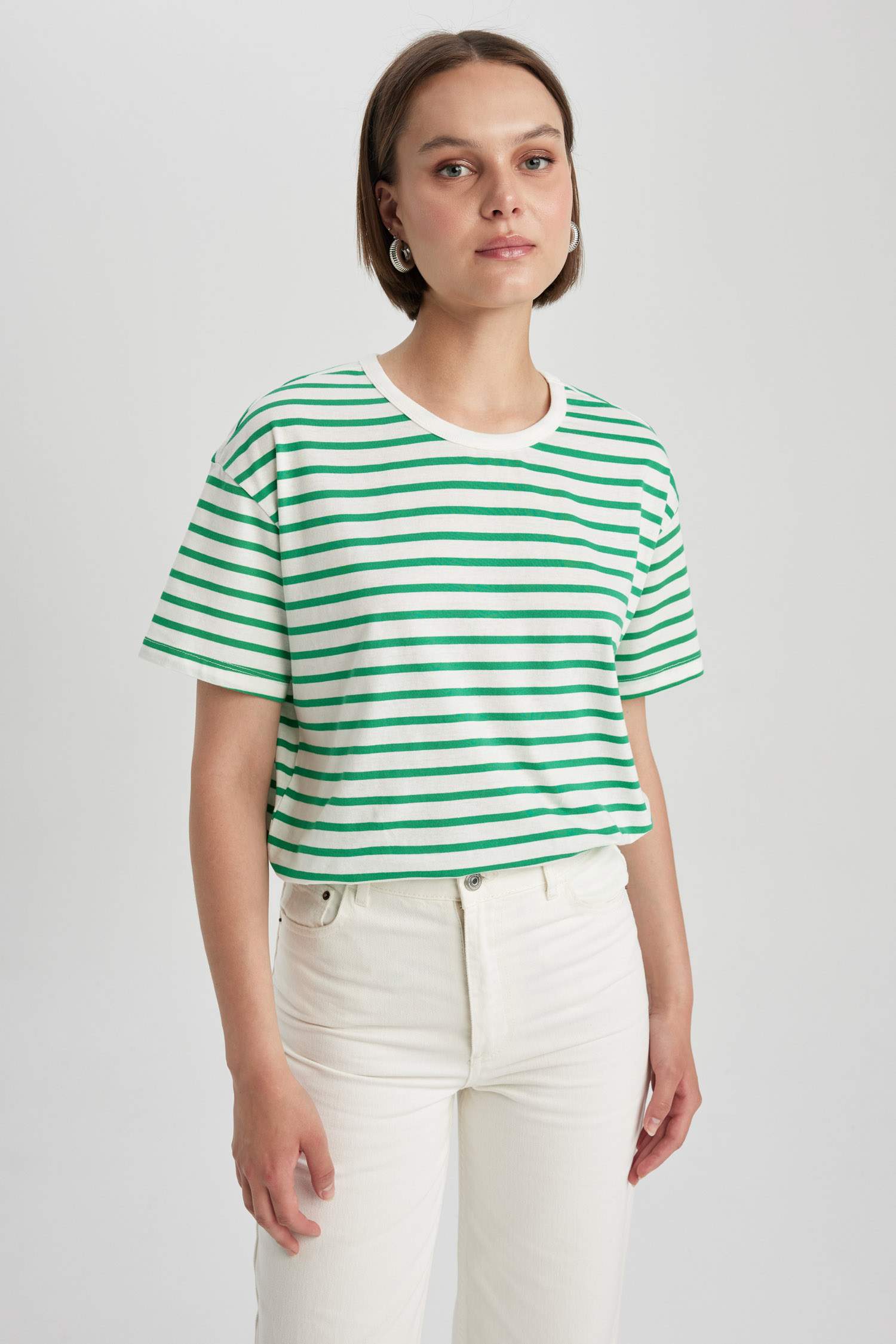 T-Shirt Oversize À Manches Courtes Col Ras Du Cou