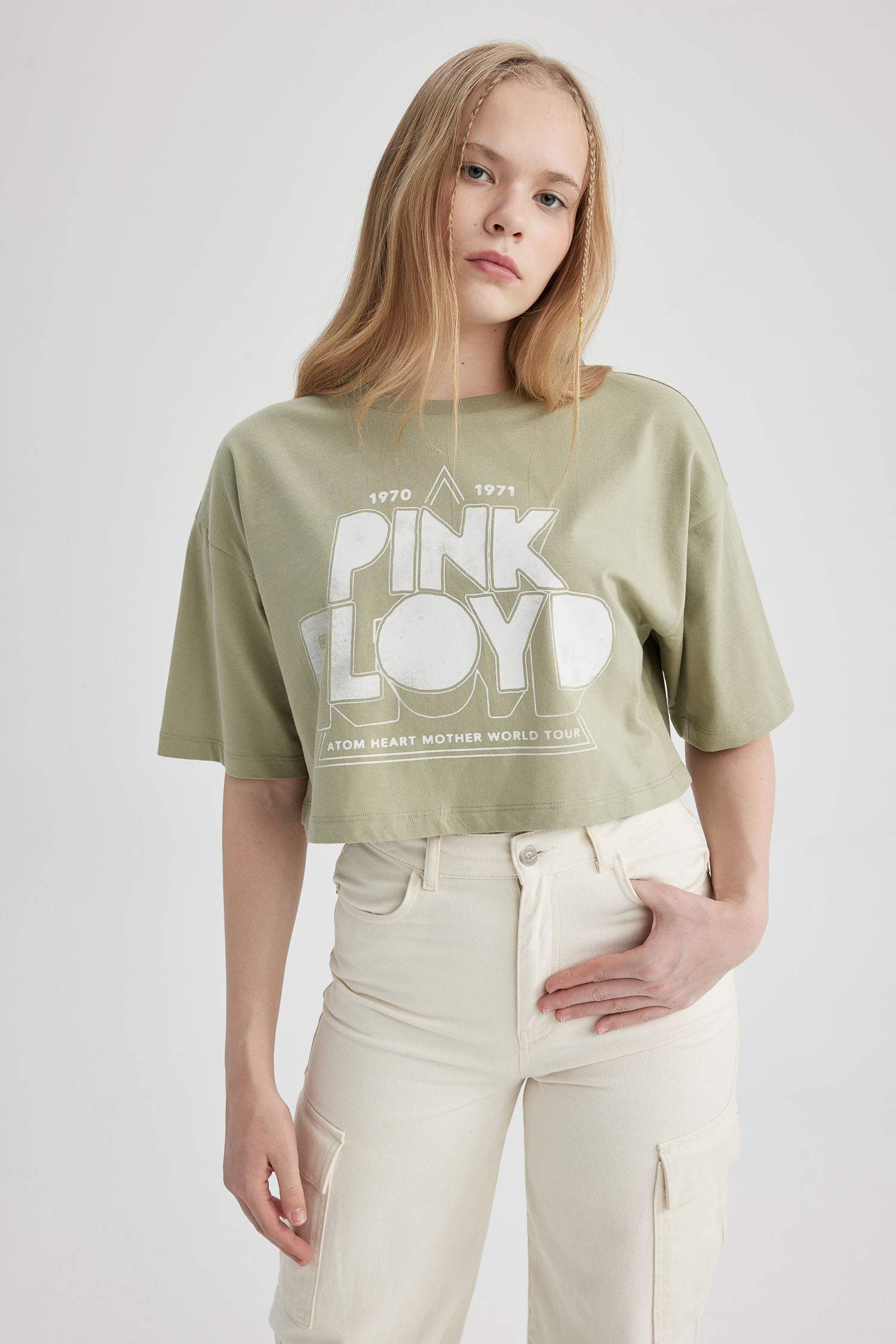 Хаки Женская Oversize Fit Short Sleeve T-Shirt 2834319 | DeFacto