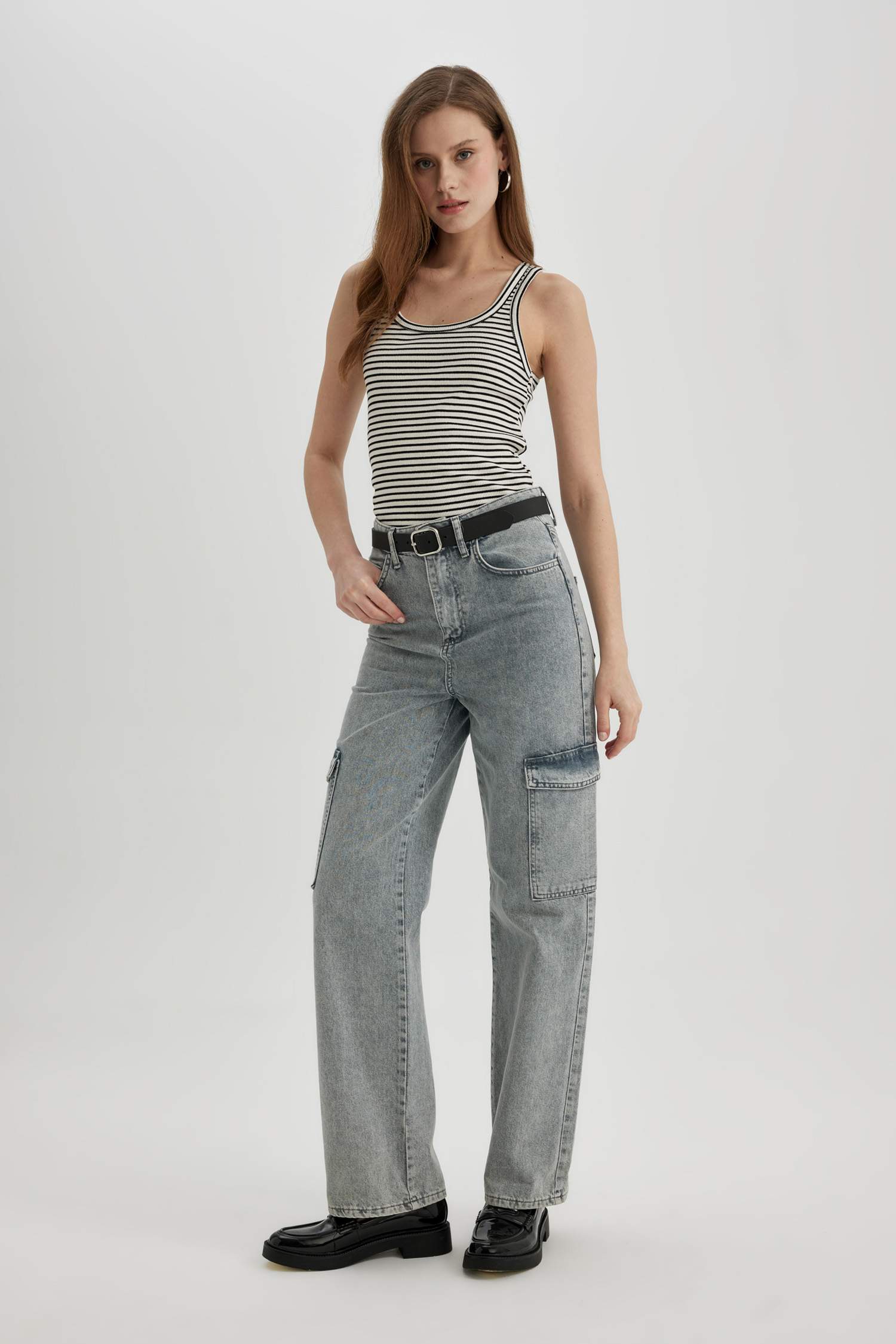 Slim Fit Dar Kesim Çizgili Yuvarlak Yaka Fitilli Kaşkorse Atlet