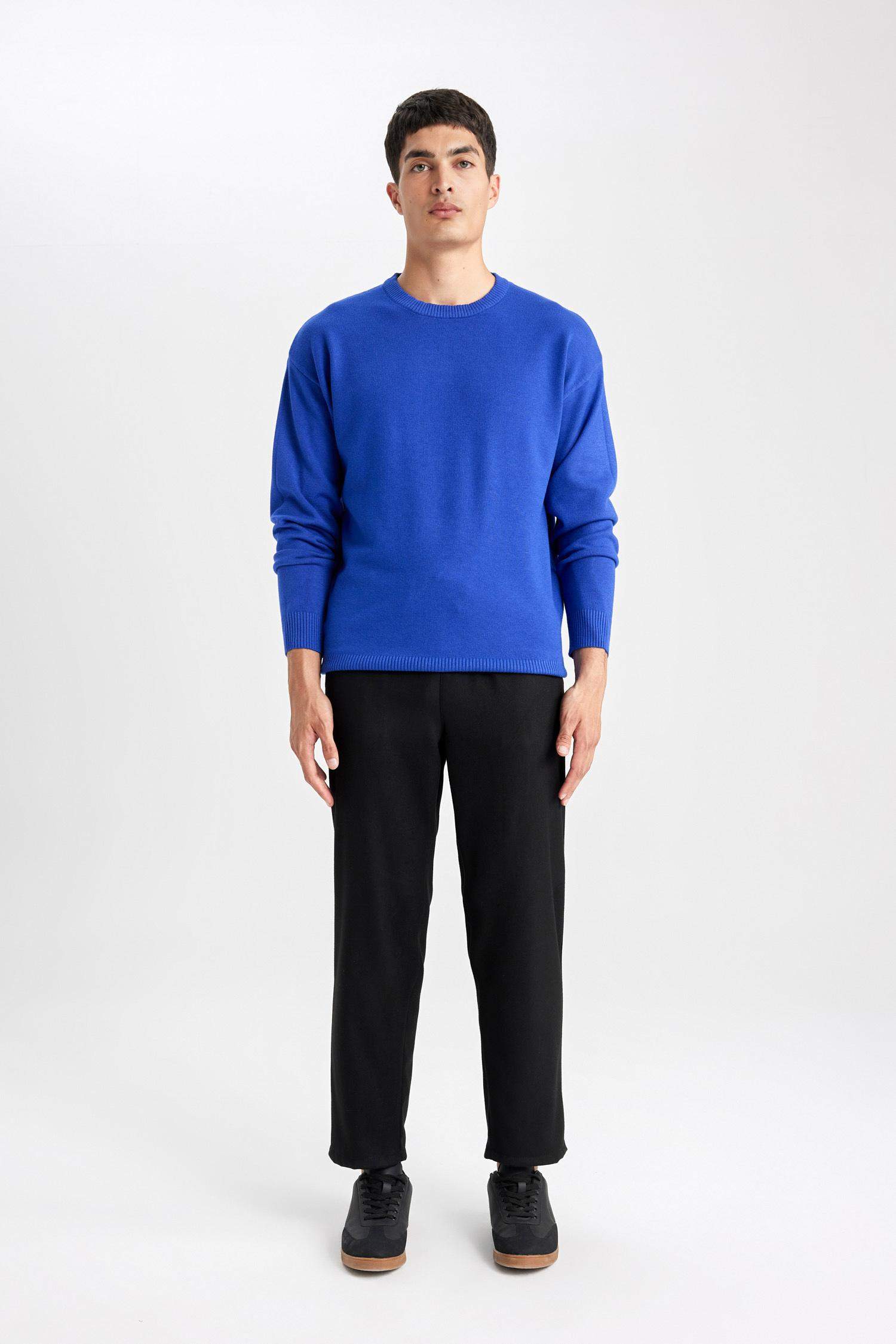 релакс пішімі дөңгелек жаға трикотаж Пулловер