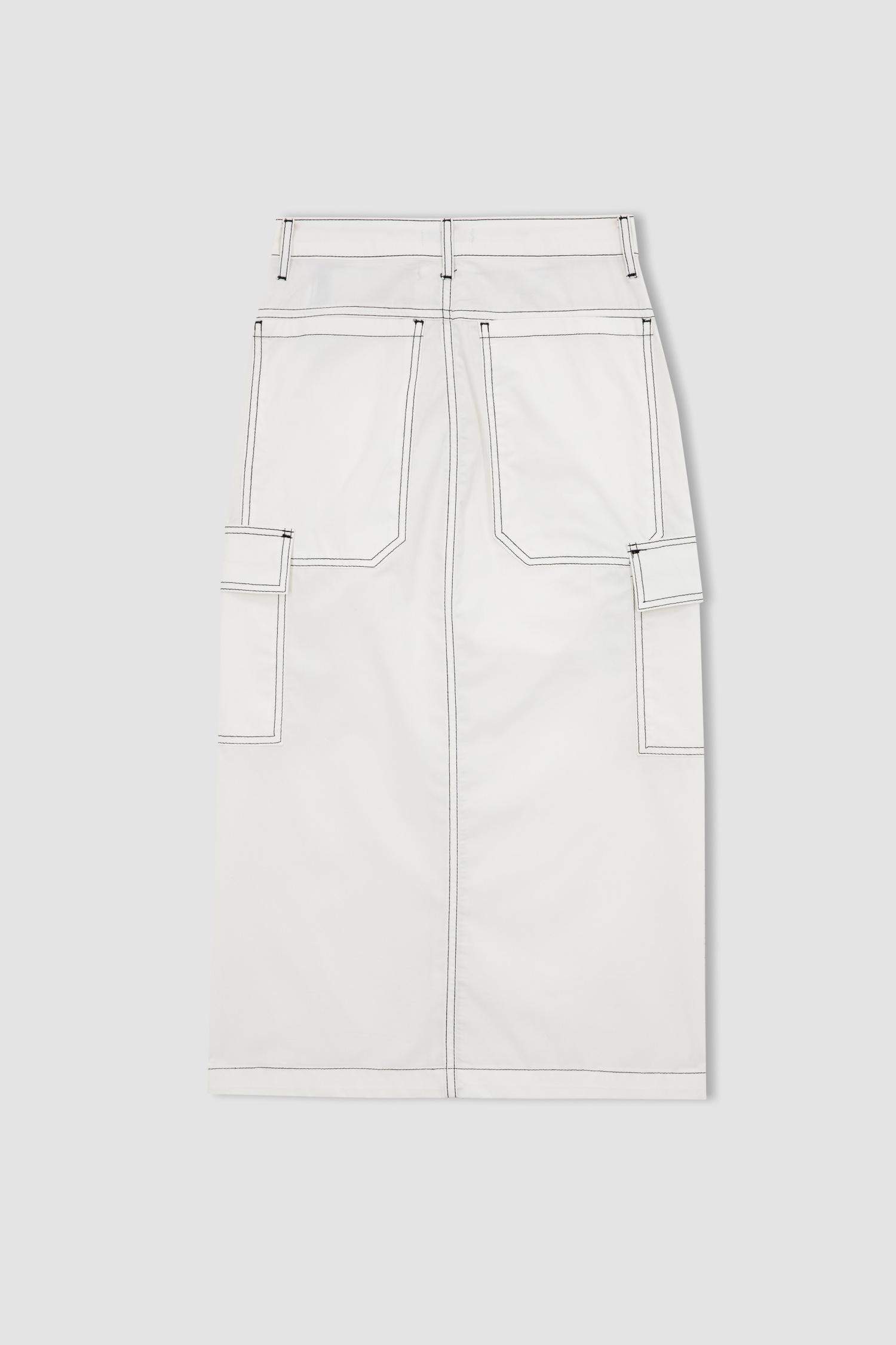 تنورة ميدي بوبلين كارجو فيت