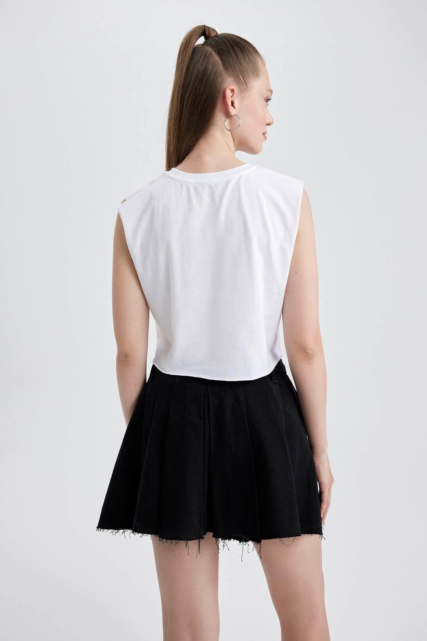 كروب توب قطن قصة فضفاضة مطبوع