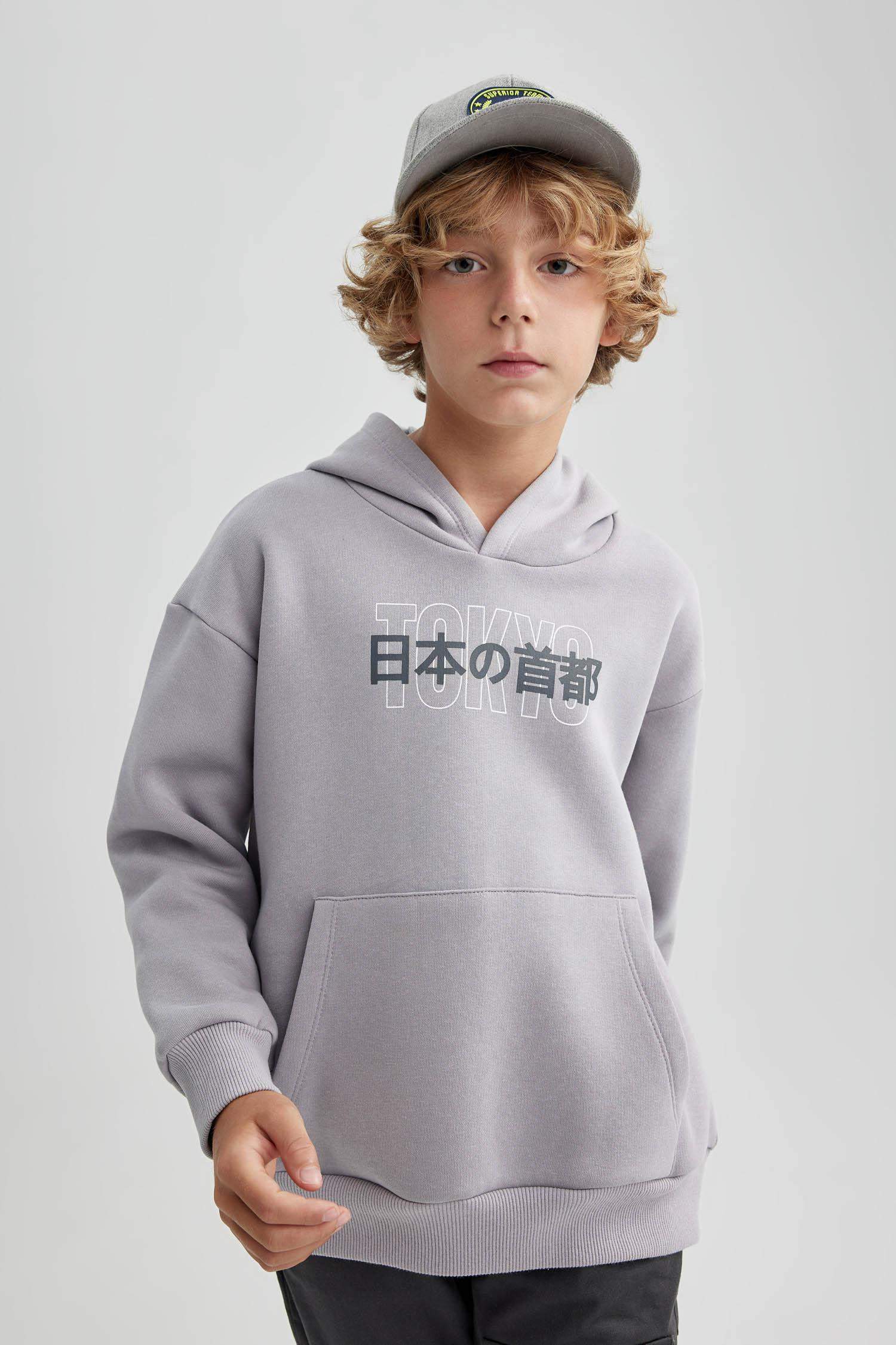 سويت شيرت ولادي اوفر سايز قماش سميك بجيب