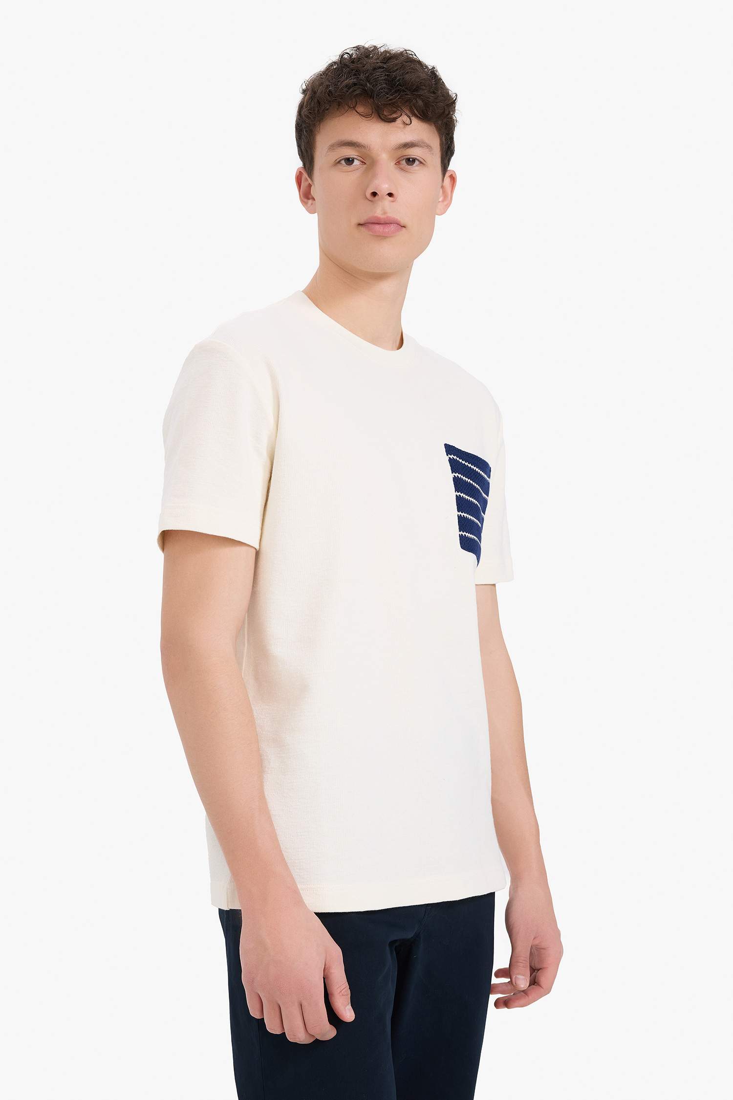 %100 Pamuk Regular Fit Bisiklet Yaka Kısa Kollu Havlu Kumaş Tişört