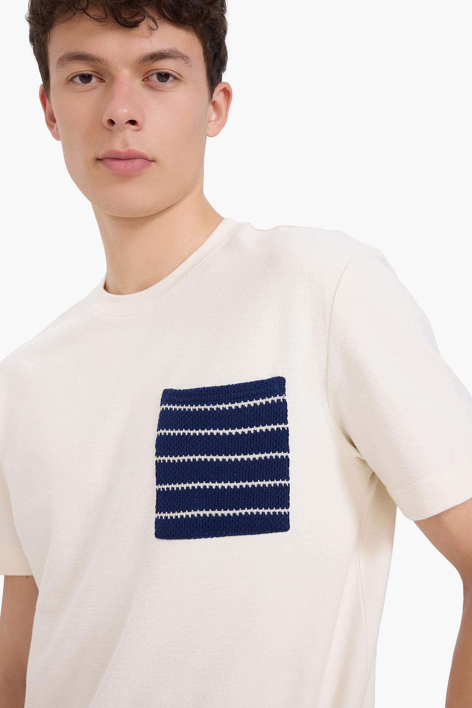 %100 Pamuk Regular Fit Bisiklet Yaka Kısa Kollu Havlu Kumaş Tişört