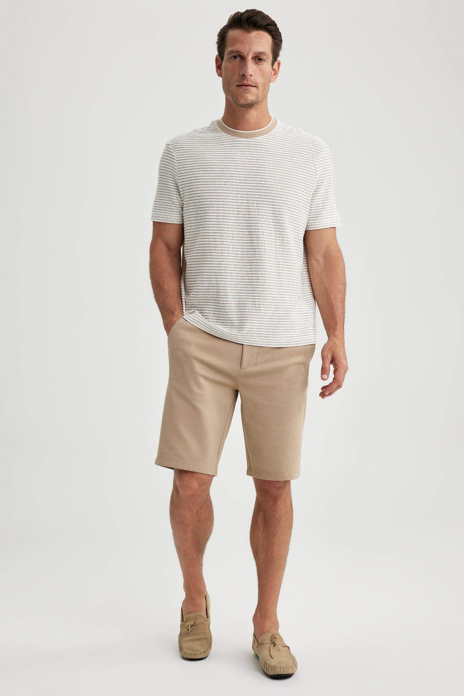 Regular Fit Crew Neck Crinkle Short Sleeve T-Shirt