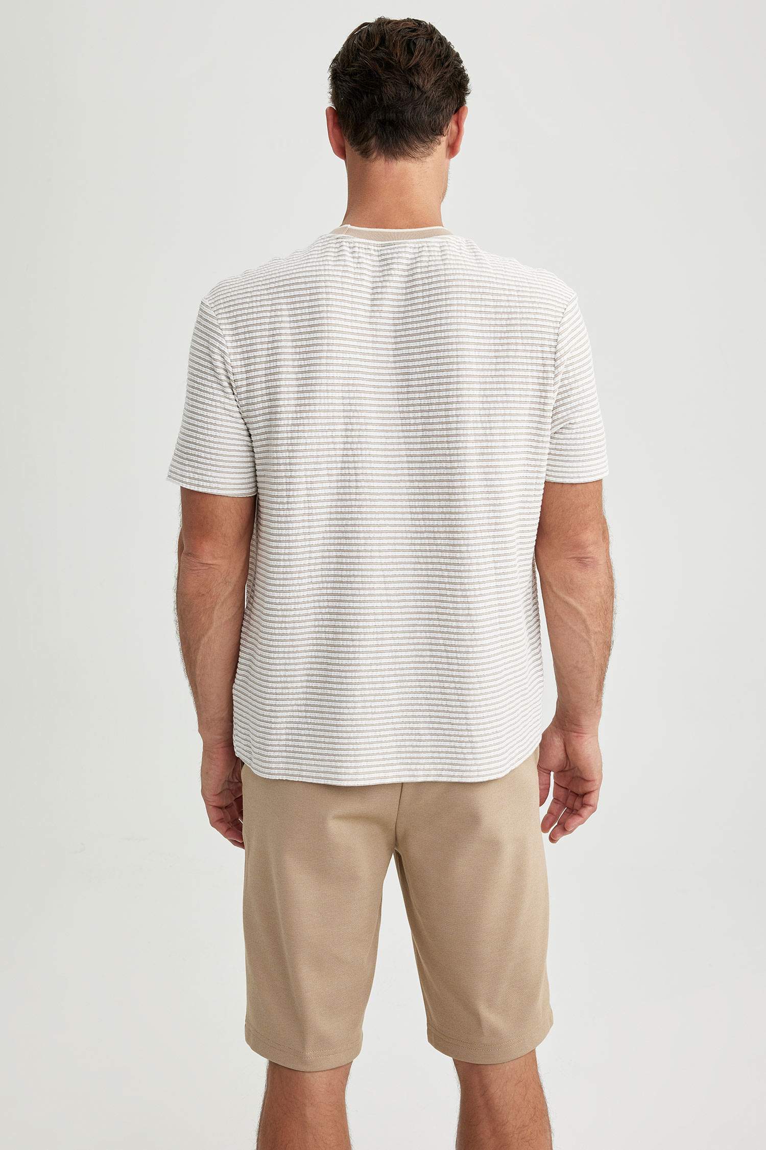 Regular Fit Crew Neck Crinkle Short Sleeve T-Shirt