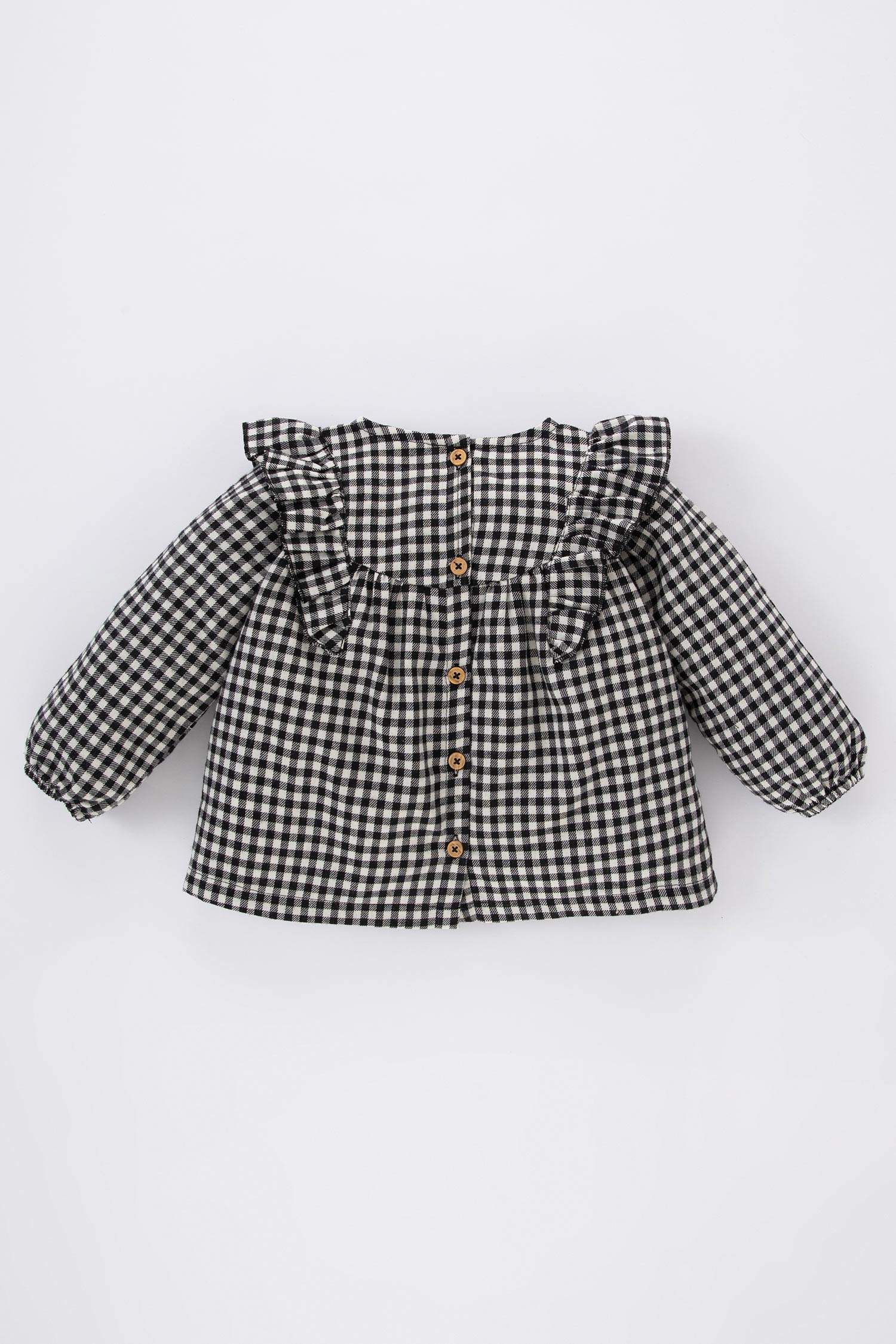 Сорочка з довгим рукавом стандартного крою у клітку з фланелі для малюків дівчаток